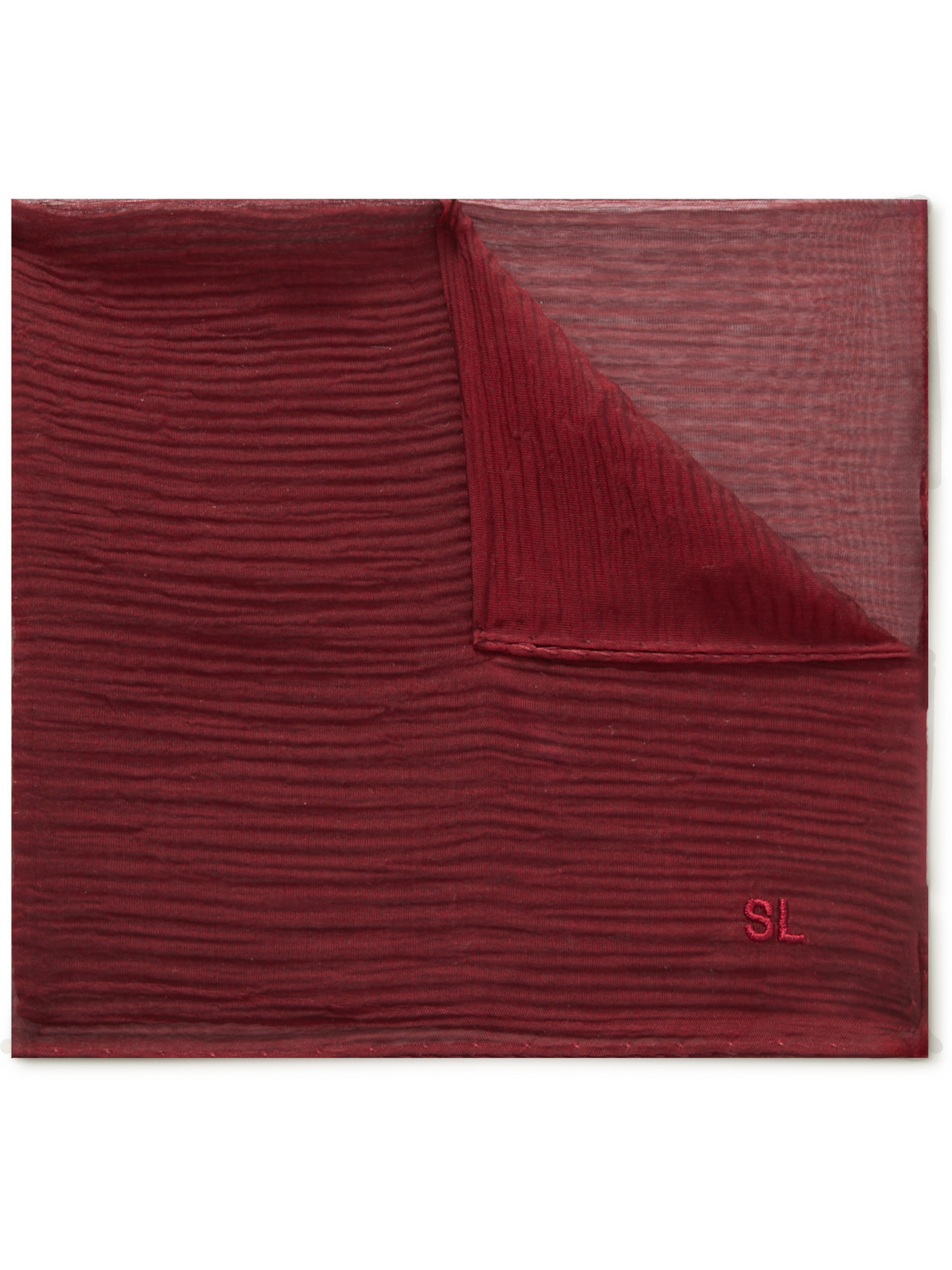 Saint Laurent Plissé Silk-georgette Pocket Square In Red