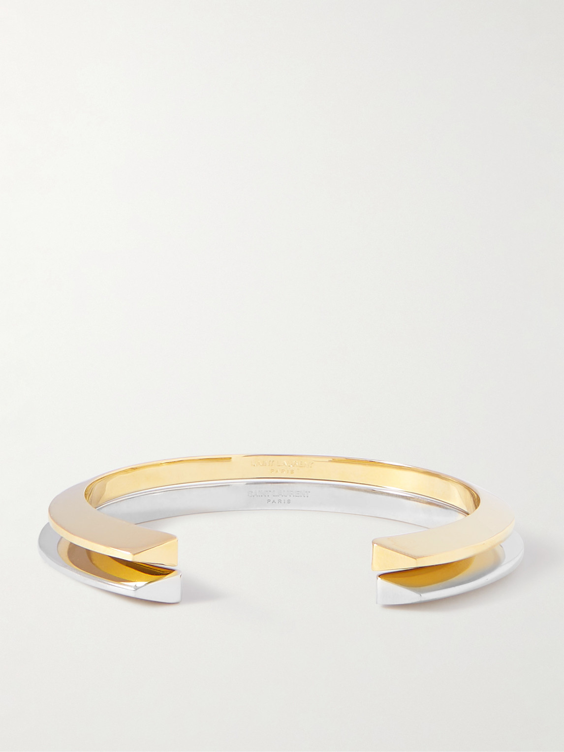 Shop Saint Laurent Set Of Two Gold- And Silver-tone Bracelets