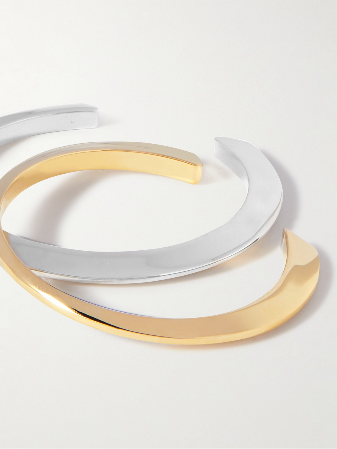 Shop Saint Laurent Set Of Two Gold- And Silver-tone Bracelets