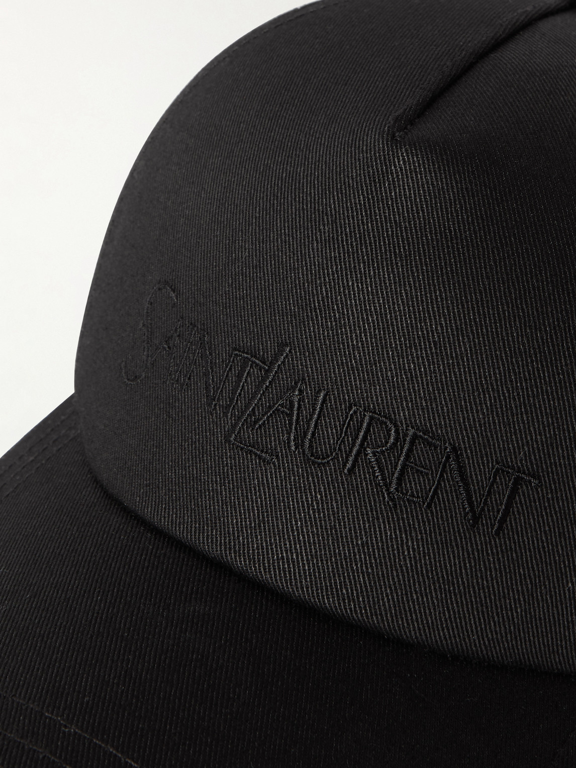 Shop Saint Laurent Logo-embroidered Cotton And Linen-blend Gabardine Baseball Cap In Black