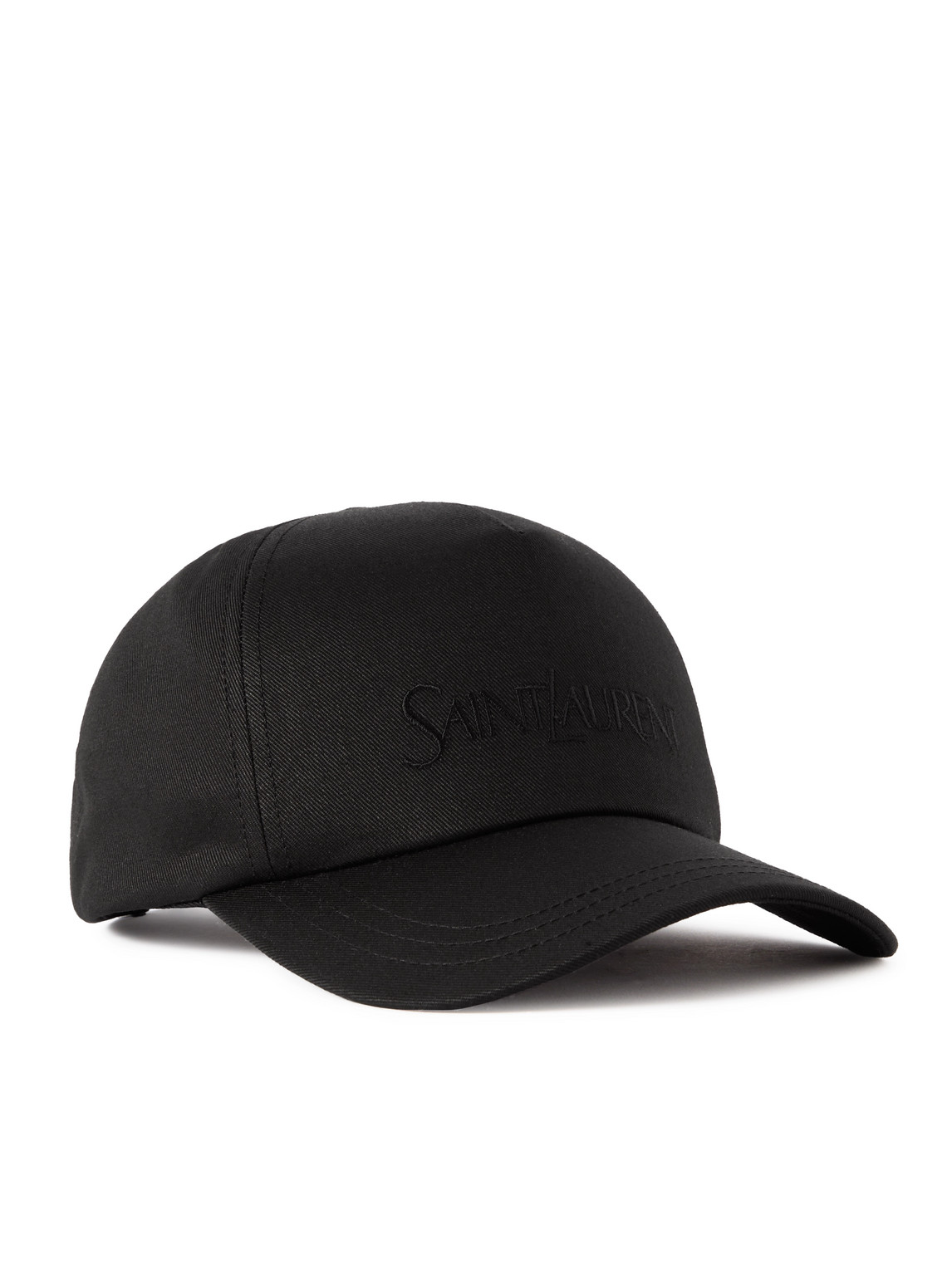 Shop Saint Laurent Logo-embroidered Cotton And Linen-blend Gabardine Baseball Cap In Black