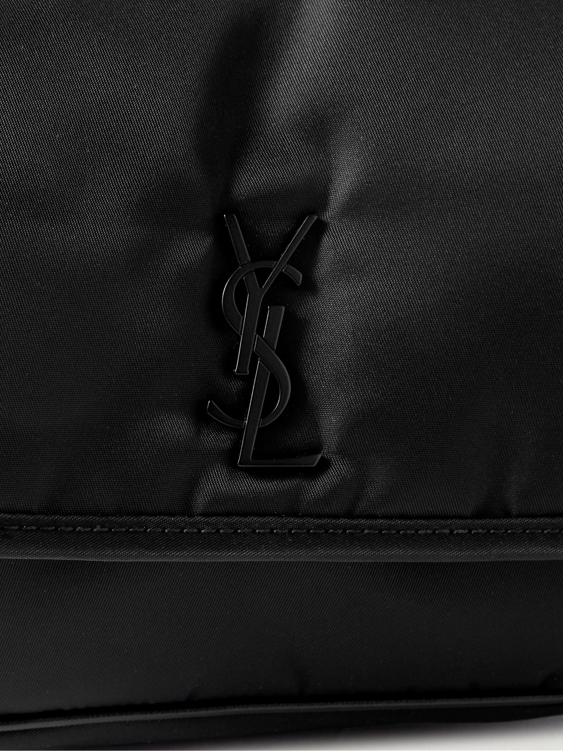 Shop Saint Laurent Niki Small Leather-trimmed Shell Messenger Bag In Black