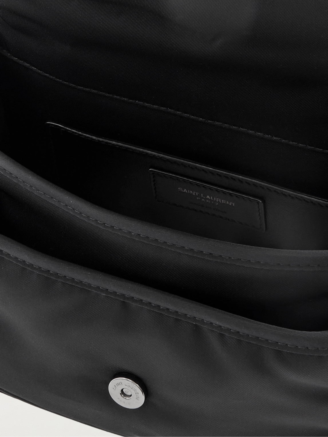 Shop Saint Laurent Niki Small Leather-trimmed Shell Messenger Bag In Black