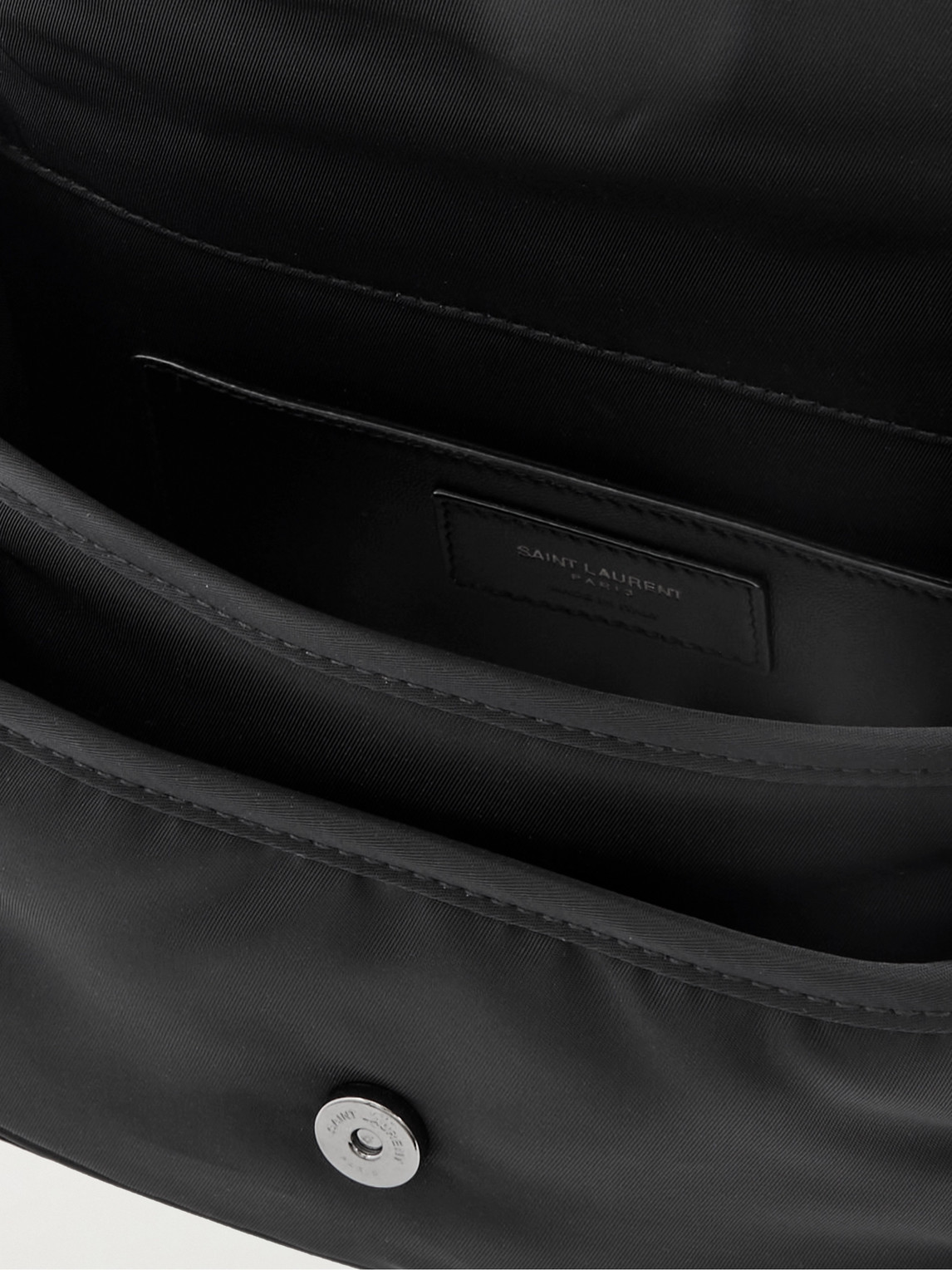 Saint Laurent Niki Small Leather-trimmed Shell Messenger Bag In Black