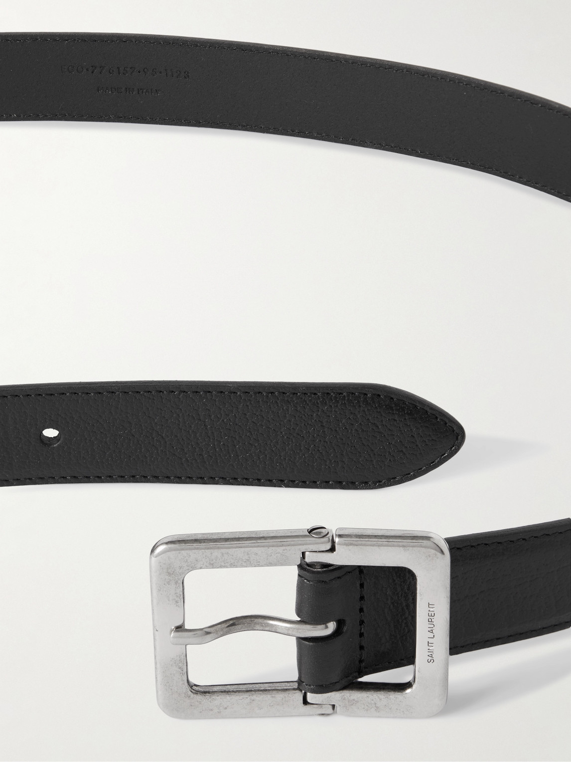 Shop Saint Laurent 3cm Full-grain Leather Belt In Black