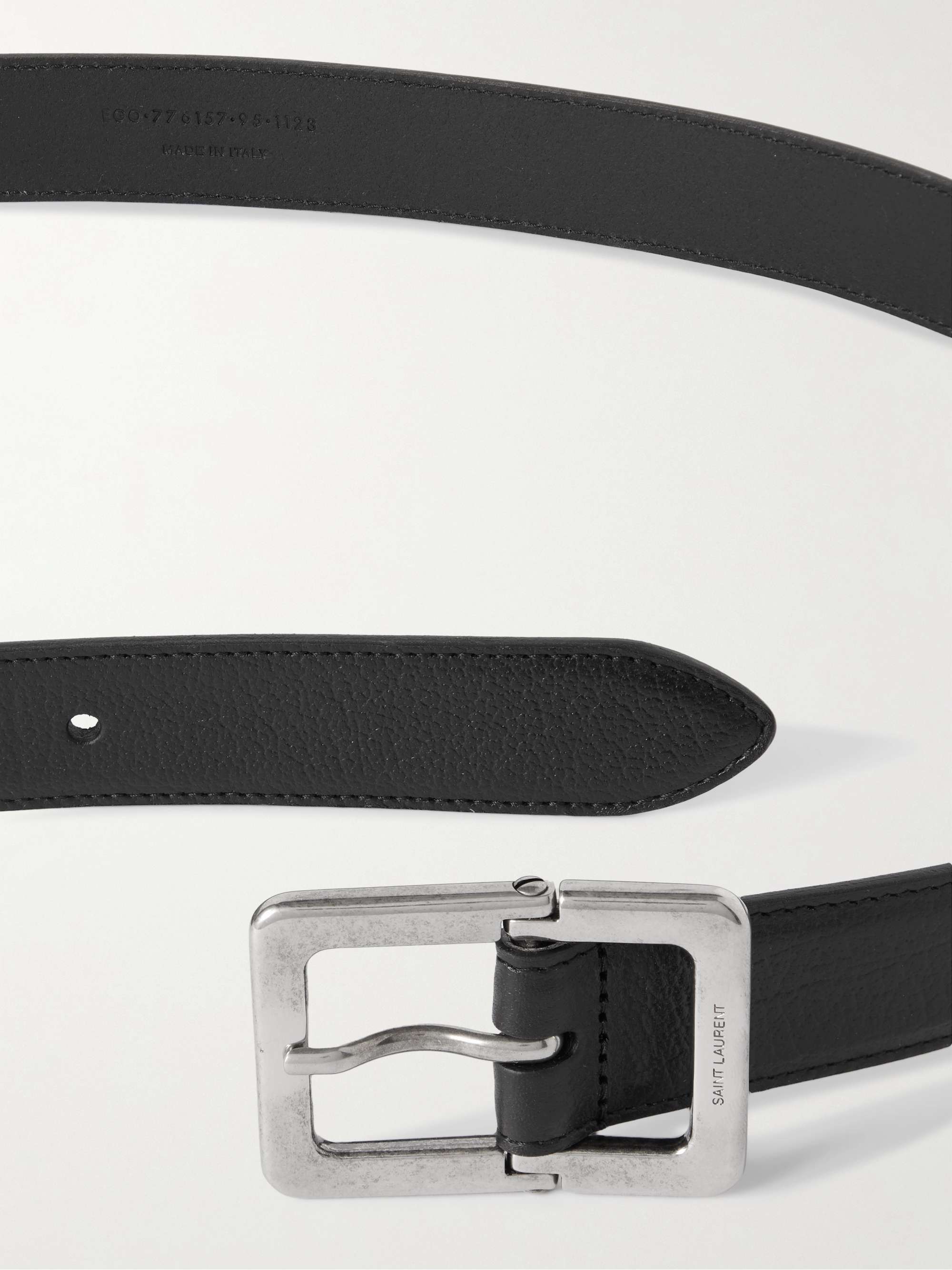 SAINT LAURENT 3cm Full-Grain Leather Belt for Men