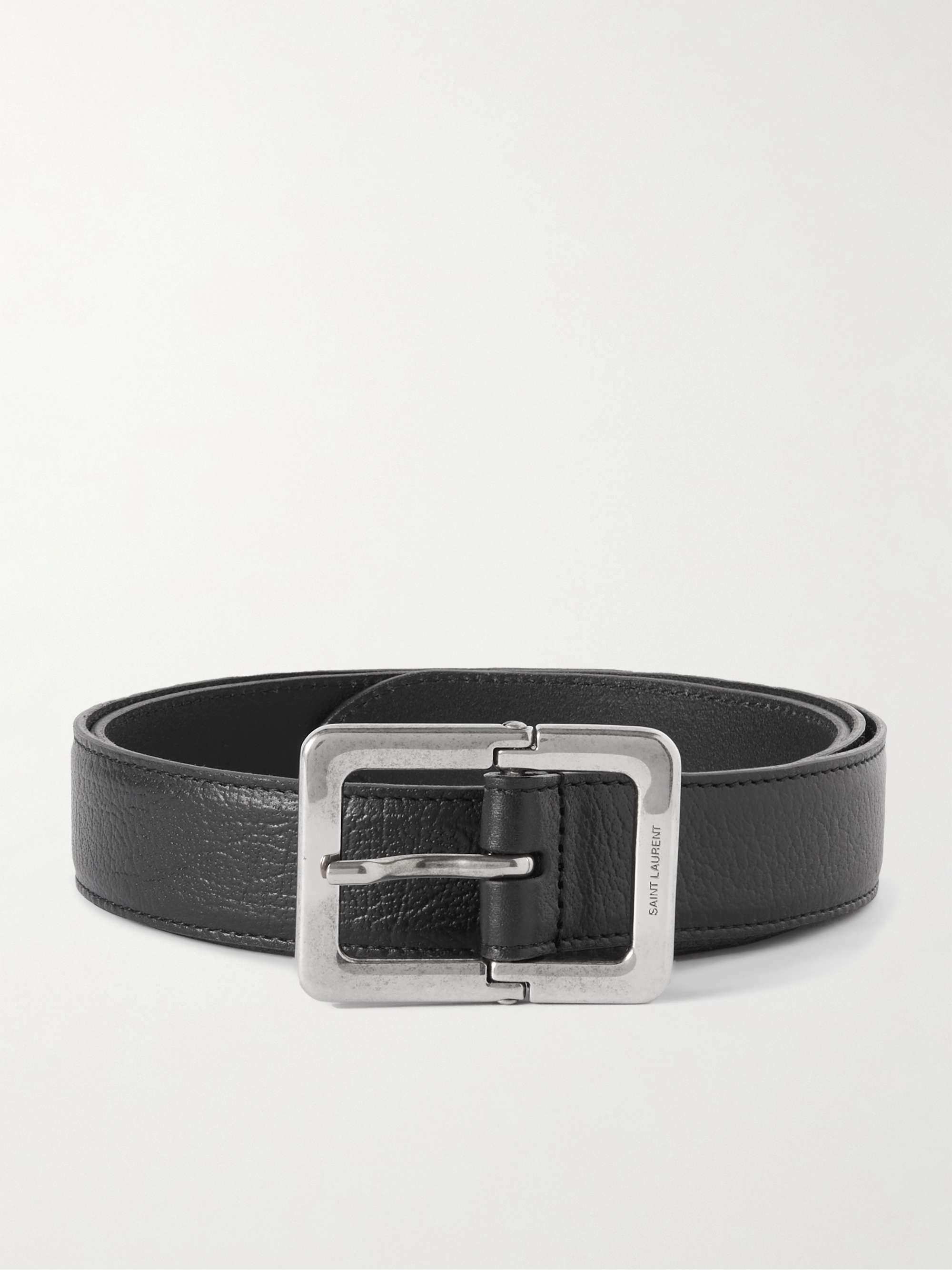 SAINT LAURENT 3cm Full-Grain Leather Belt for Men