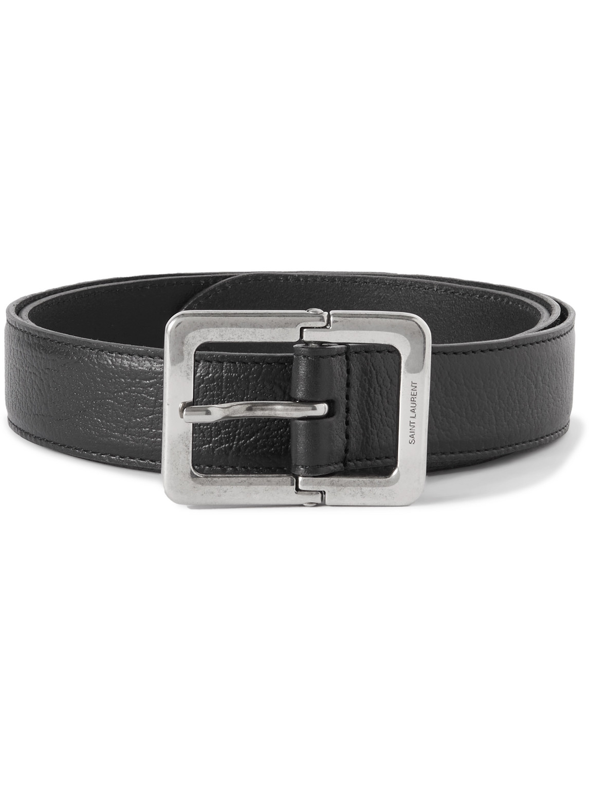 Saint Laurent 3cm Full-grain Leather Belt In Black