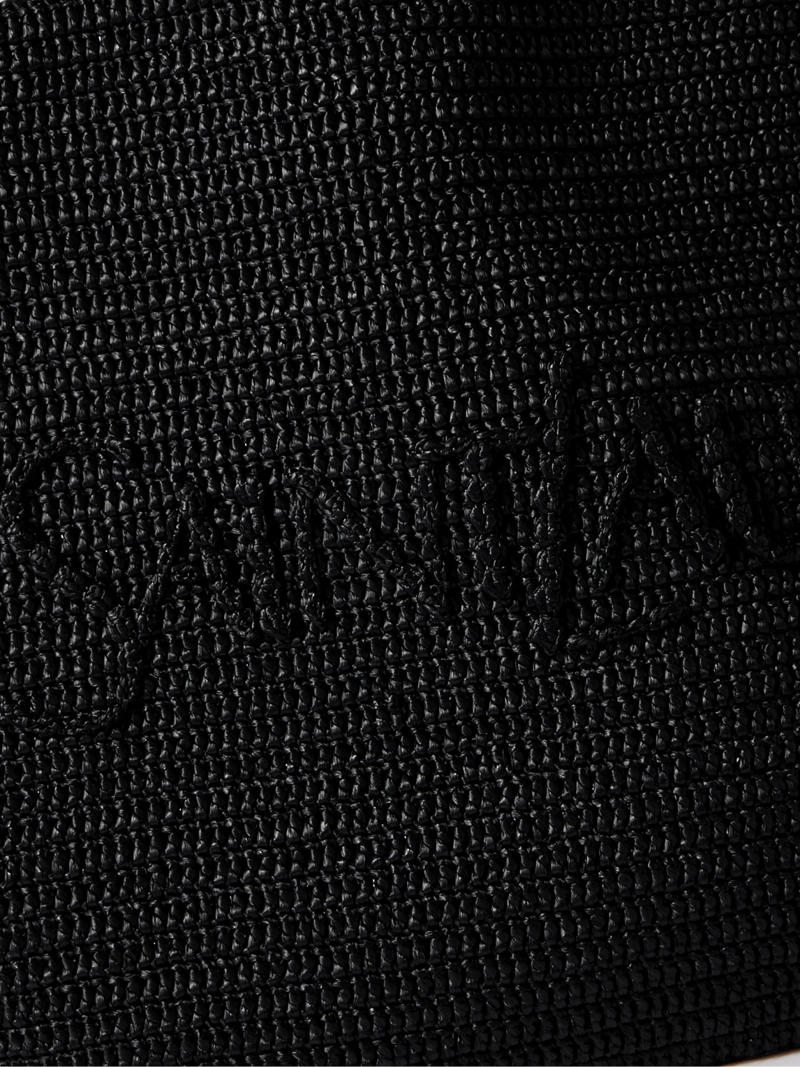 Shop Saint Laurent Logo-embroidered Raffia Tote In Black