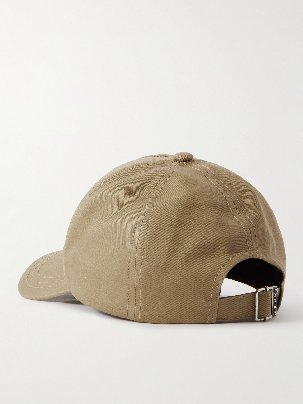 Shop Saint Laurent Logo-embroidered Cotton And Linen-blend Gabardine Baseball Cap In Neutrals