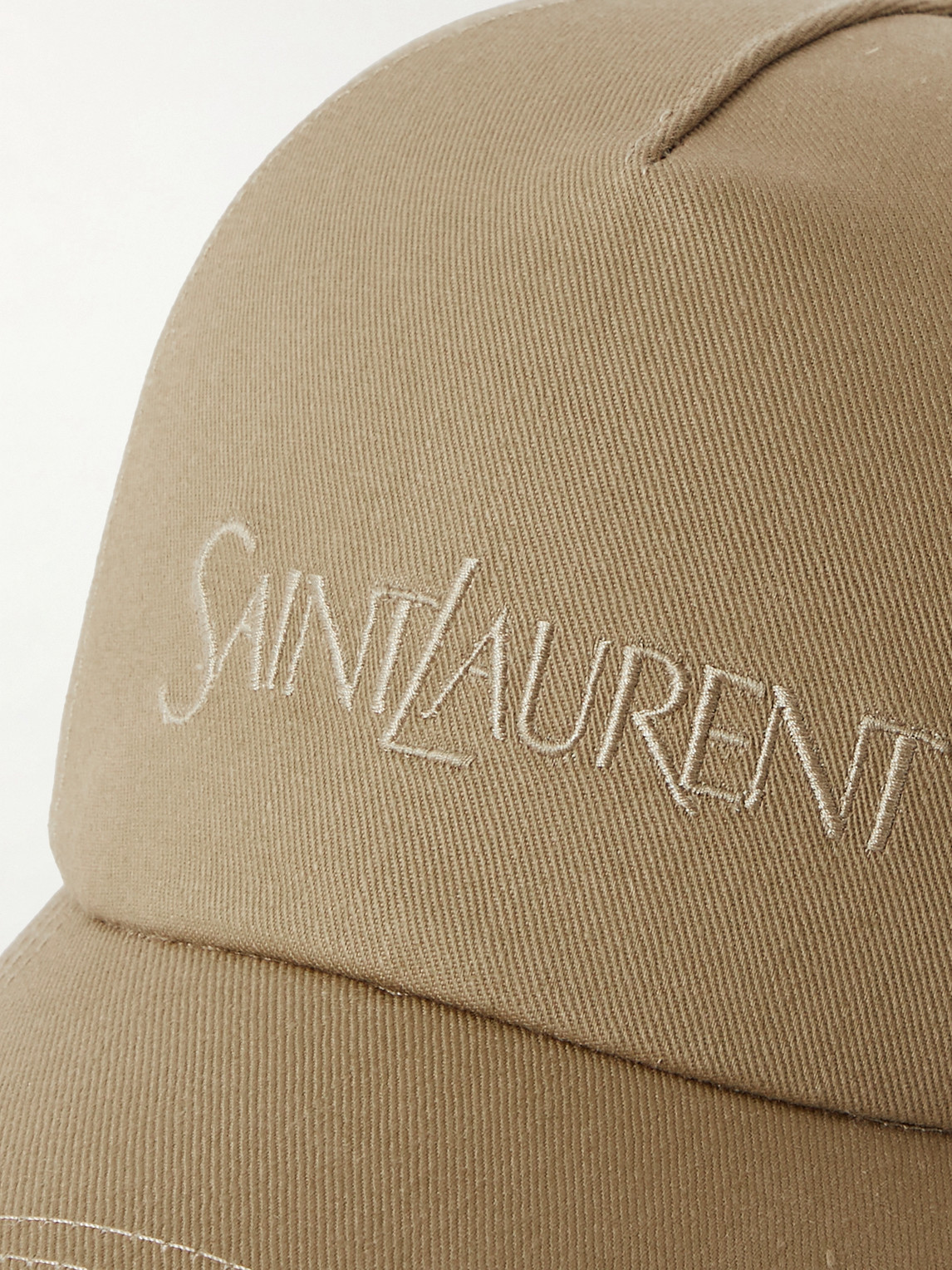 Shop Saint Laurent Logo-embroidered Cotton And Linen-blend Gabardine Baseball Cap In Neutrals