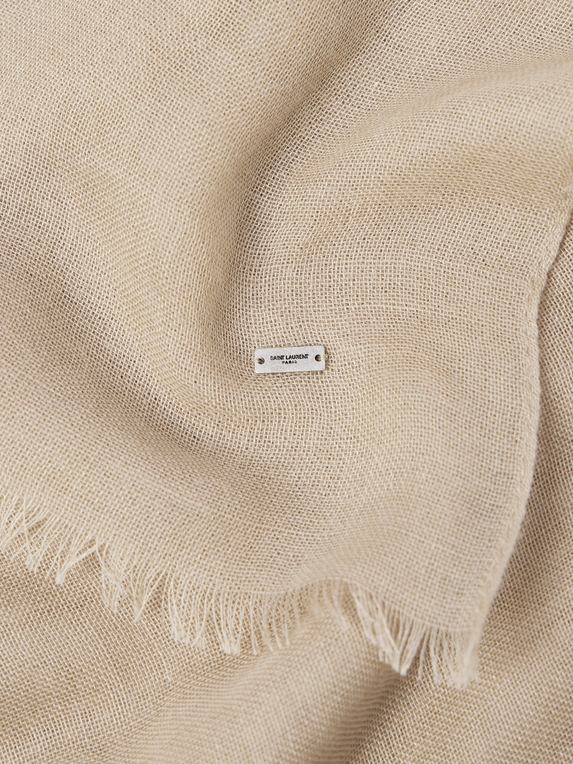 Shop Saint Laurent Fringed Wool, Cashmere And Silk-blend Scarf In Neutrals