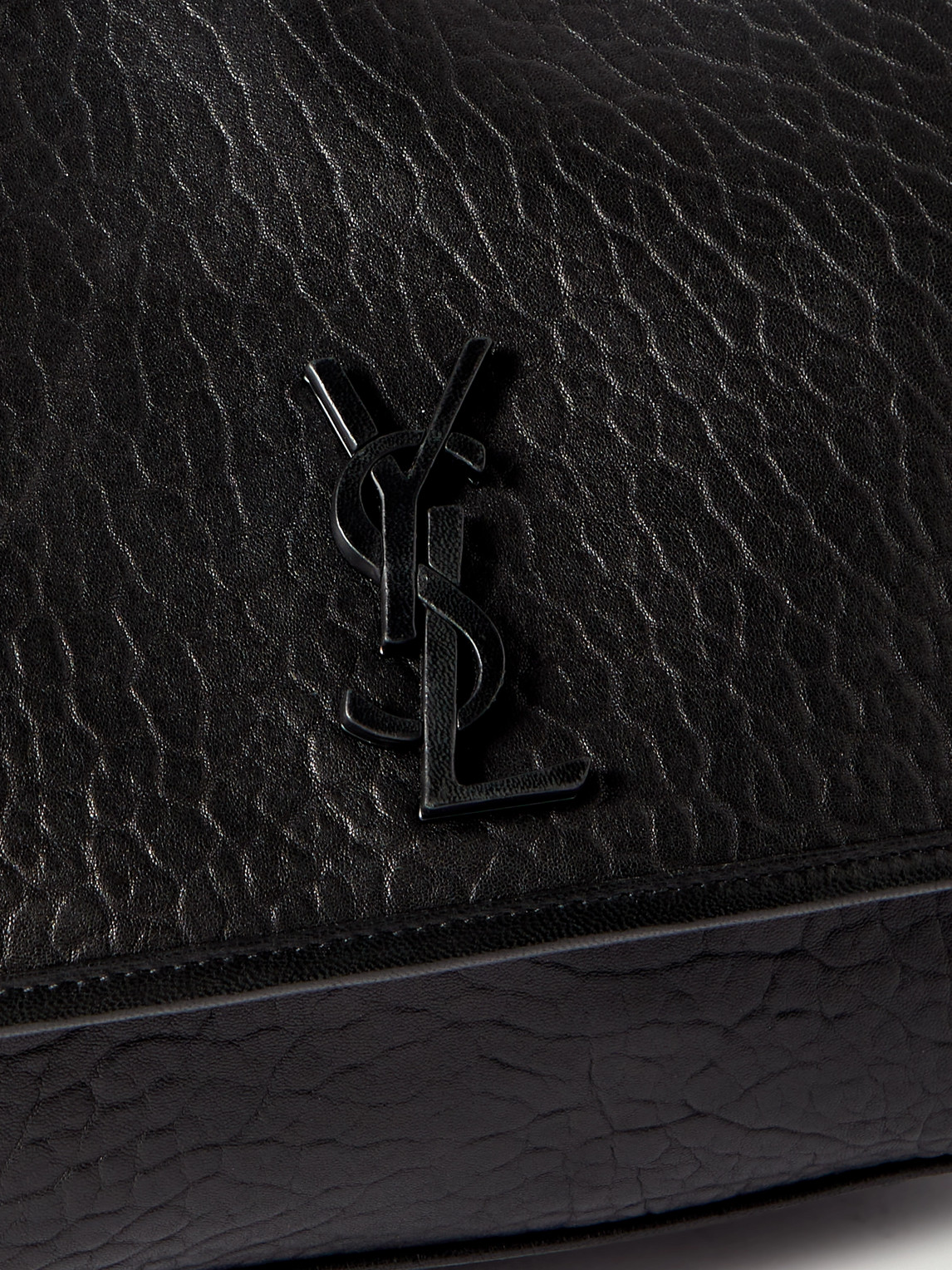 Shop Saint Laurent Niki Textured-leather Messenger Bag In Black