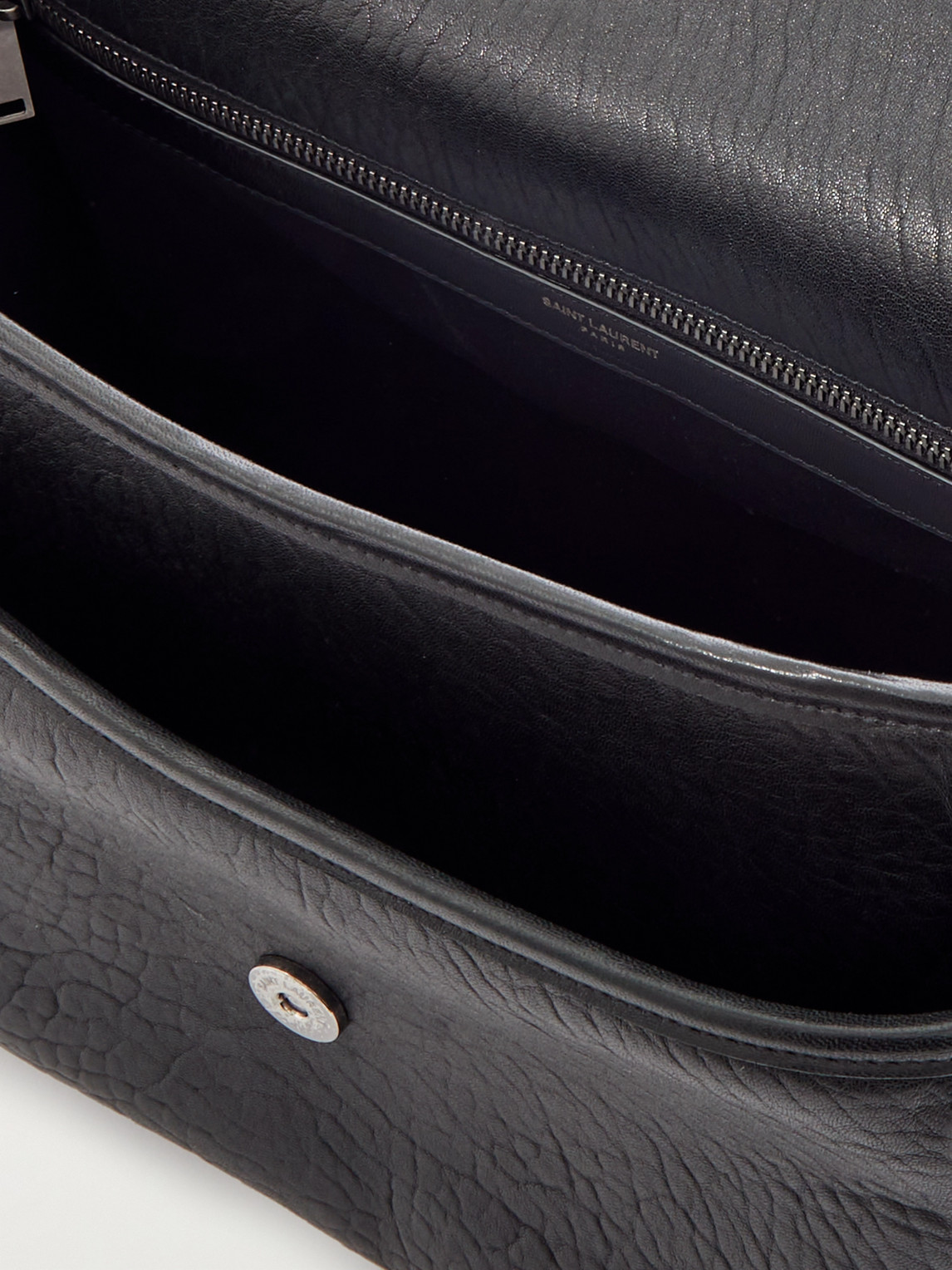 Shop Saint Laurent Niki Textured-leather Messenger Bag In Black