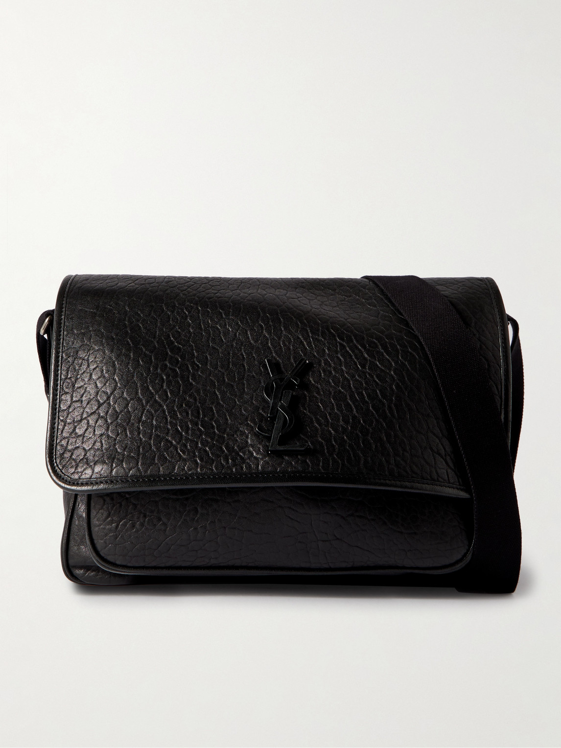 Saint Laurent Niki Textured-leather Messenger Bag In Black