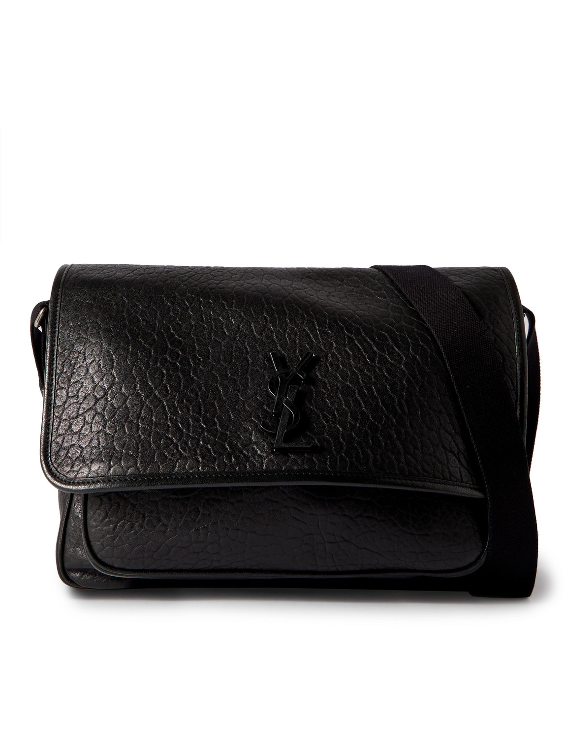 Saint Laurent Niki Textured-leather Messenger Bag In Black