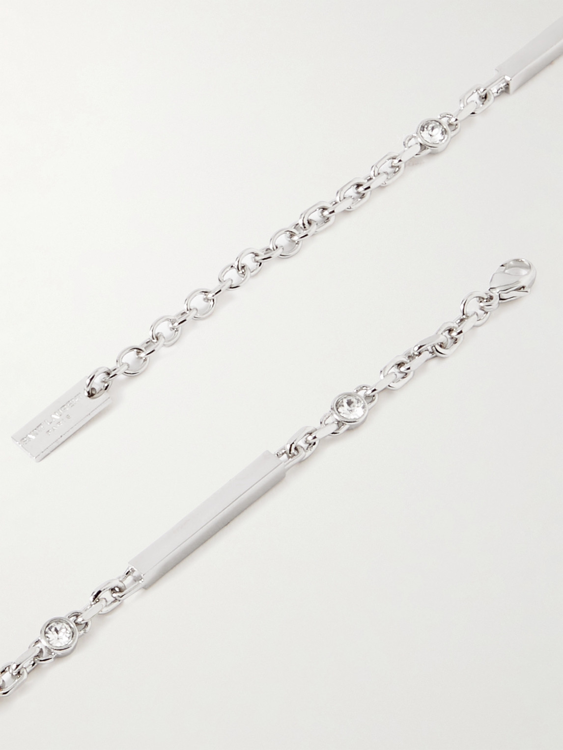 Shop Saint Laurent Silver-tone Crystal Chain Necklace