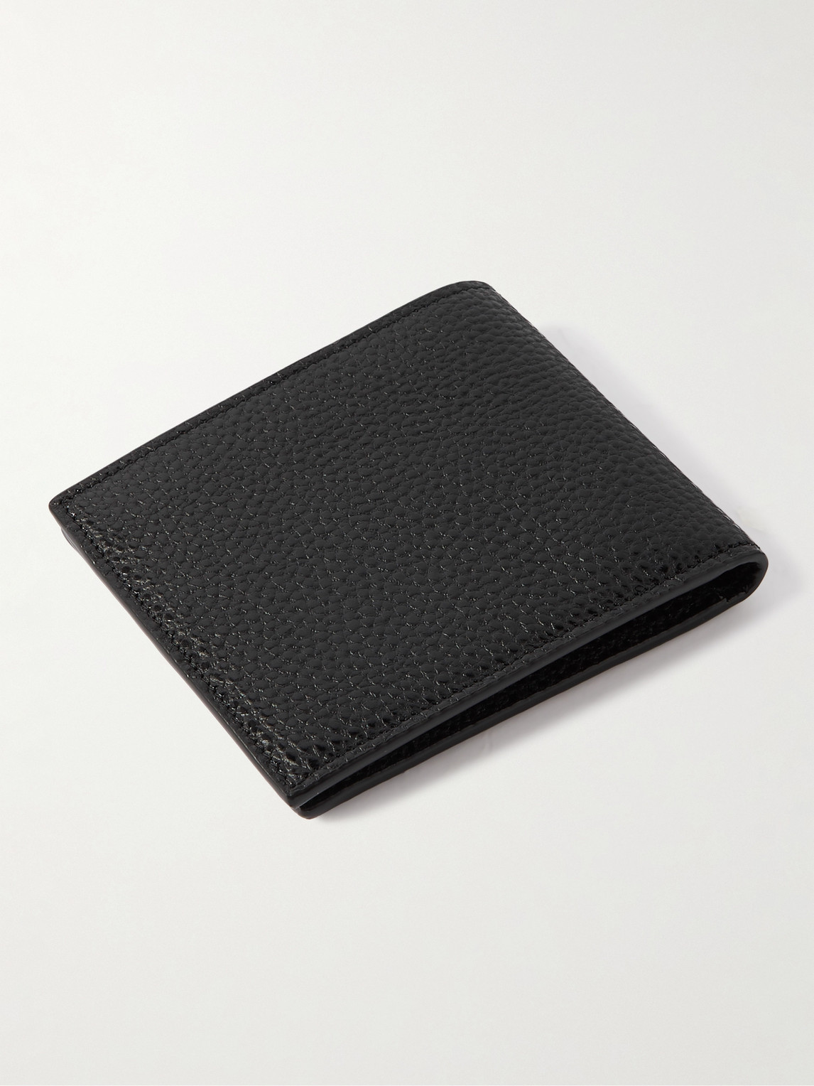 Saint Laurent Tiny Cassandre Logo-appliquéd Full-grain Leather Billfold Wallet In Black