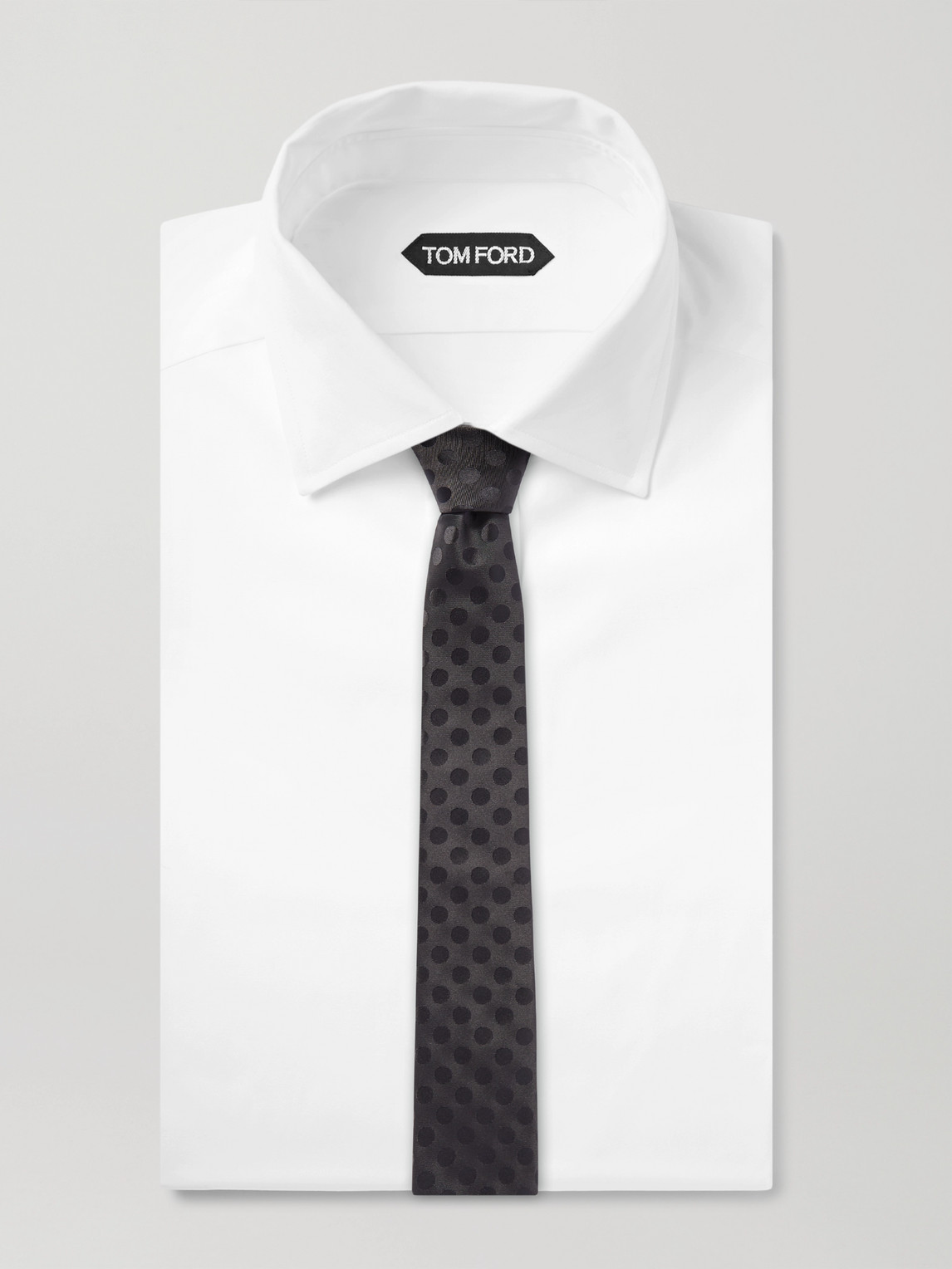 Shop Saint Laurent 8cm Polka-dot Silk Tie In Black