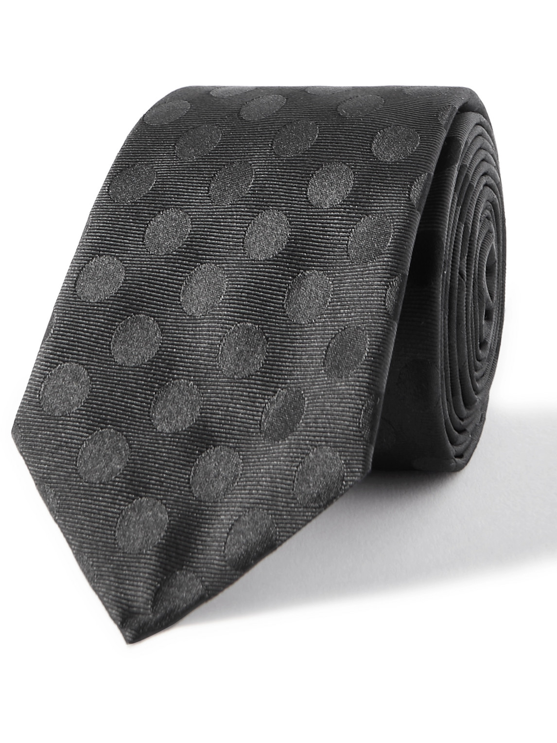 Saint Laurent 8cm Polka-dot Silk Tie In Black