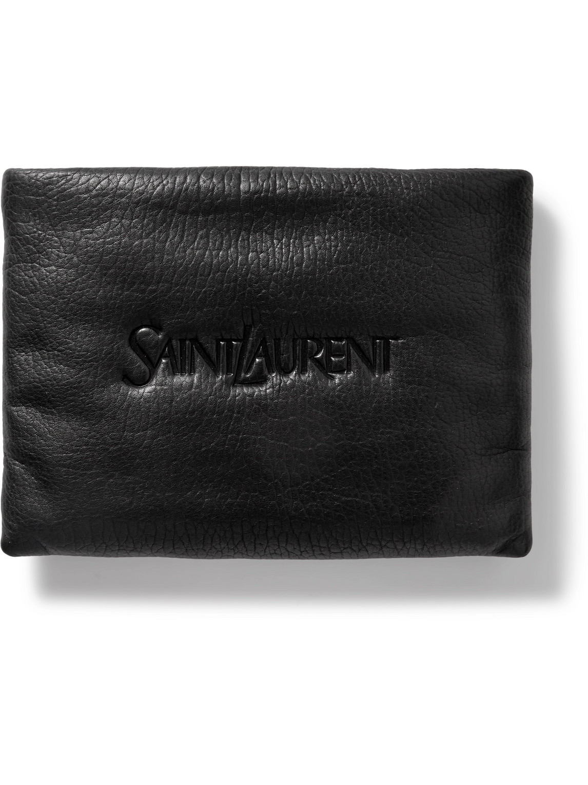 Saint Laurent Debossed-logo Patent-leather Pouch In Black