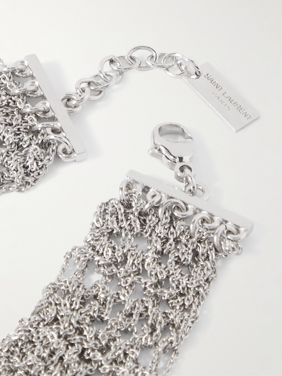 Shop Saint Laurent Silver-tone Mesh Chain Bracelet
