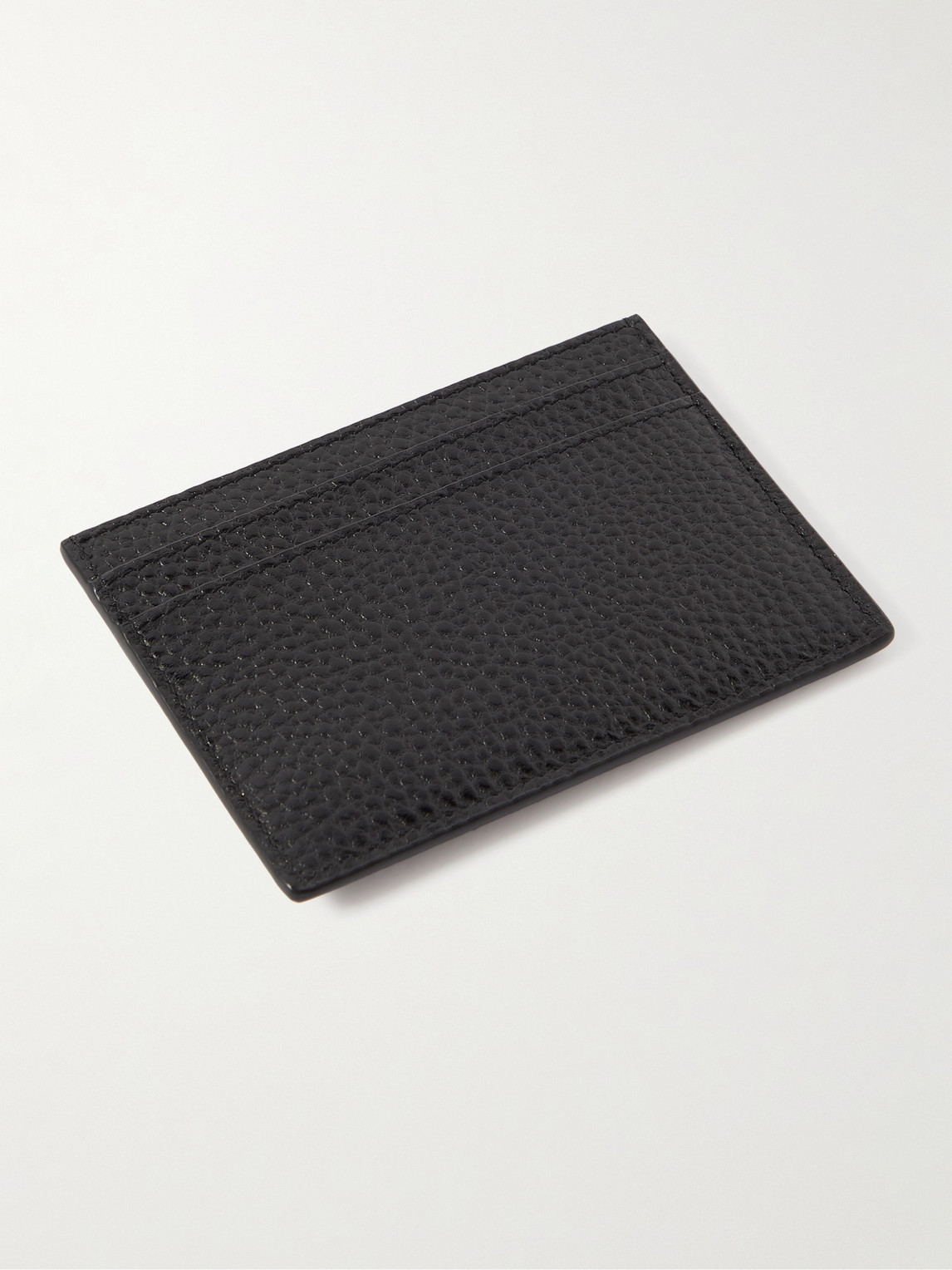 Shop Saint Laurent Tiny Cassandre Logo-appliquéd Full-grain Leather Cardholder In Black