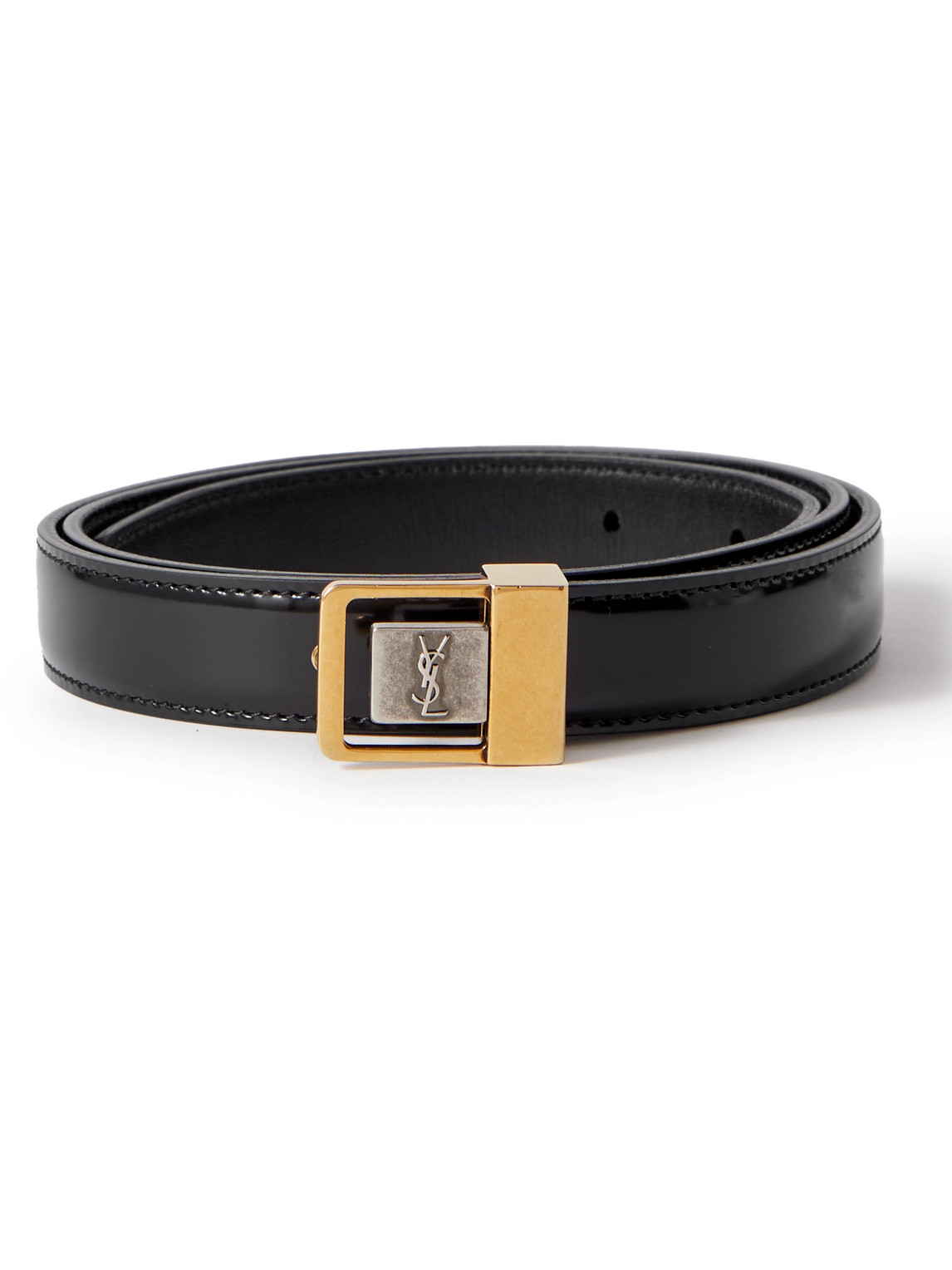 Saint Laurent 3cm Logo-embellished Leather Belt In Black