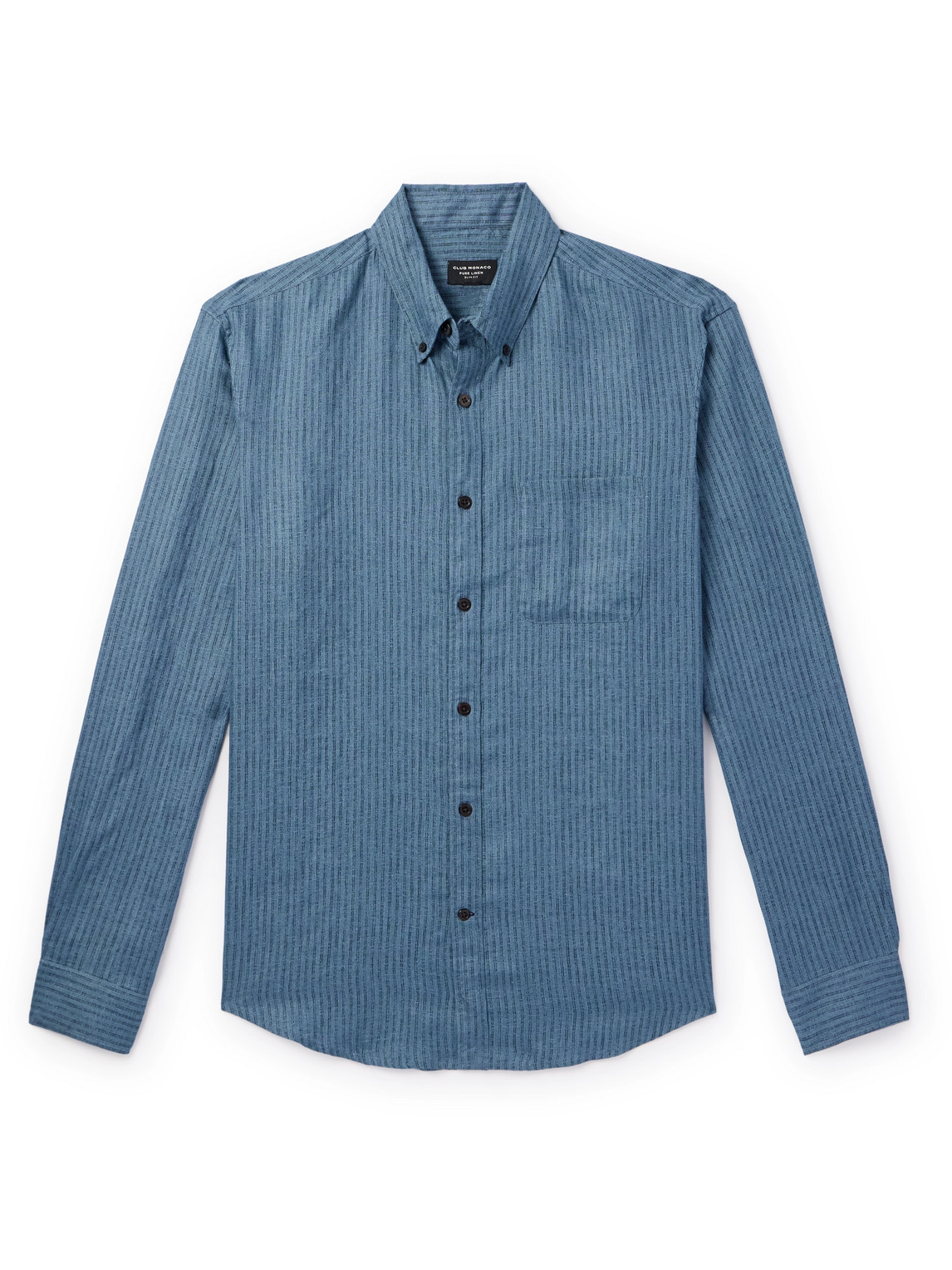 Slim-Fit Button-Down Collar Striped Linen Shirt