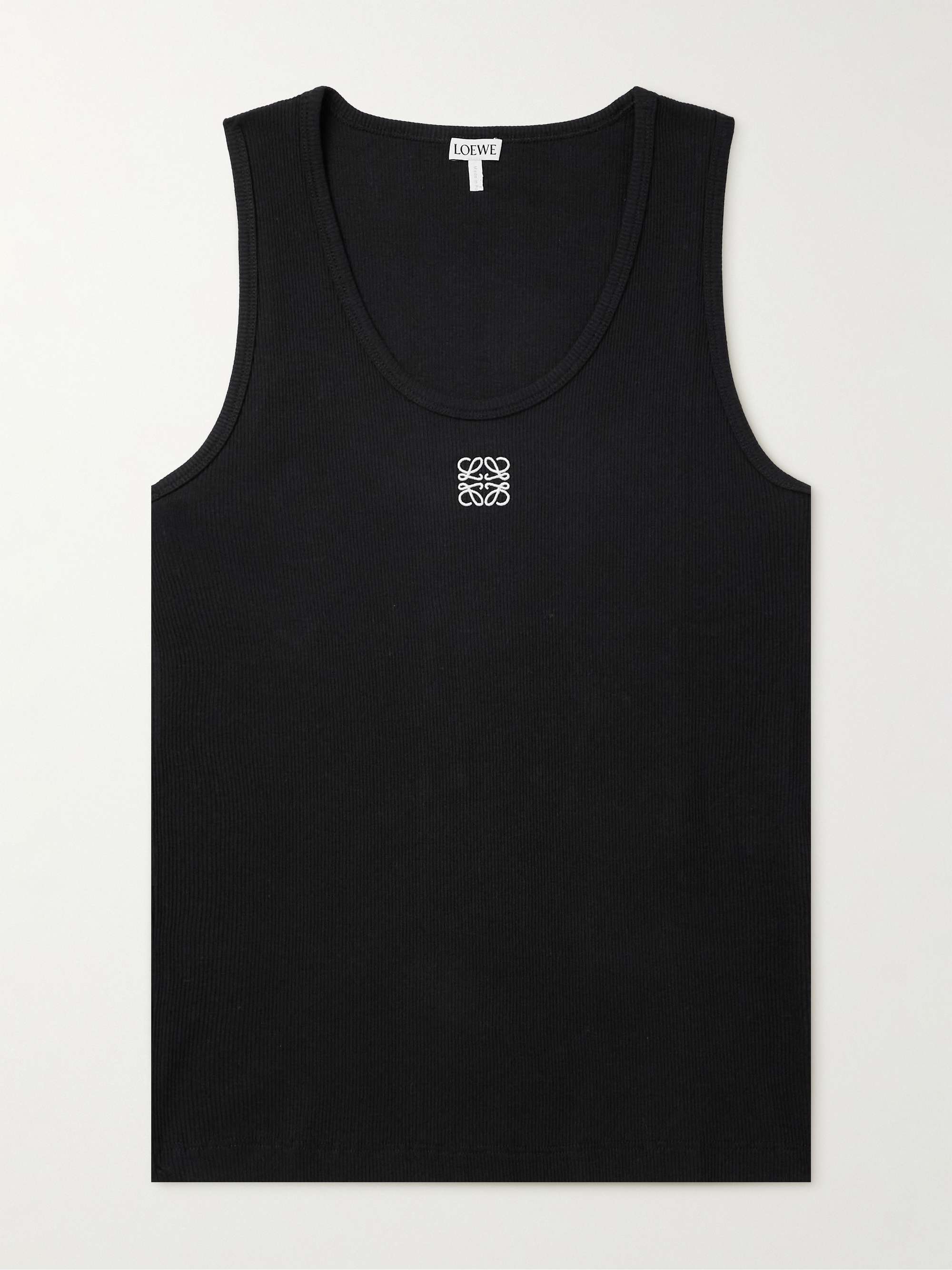 LOEWE Logo-Embroidered Ribbed Stretch-Cotton Tank Top for Men