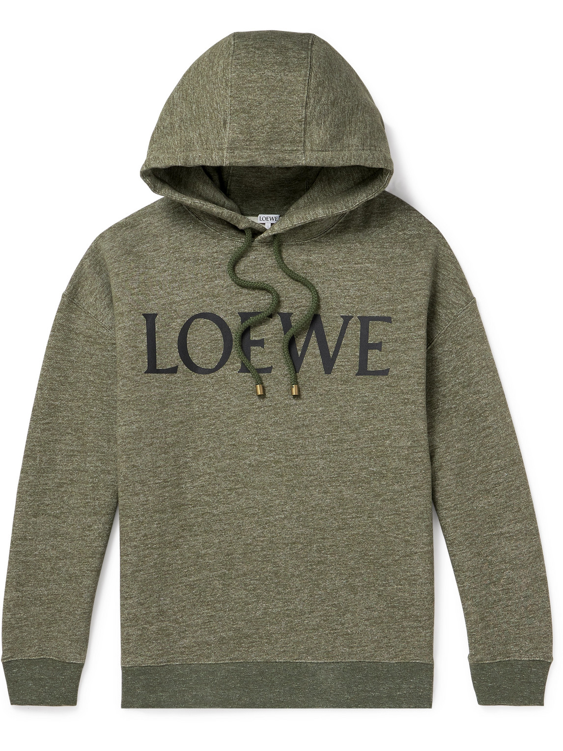 Loewe Logo-print Cotton-jersey Hoodie In Green