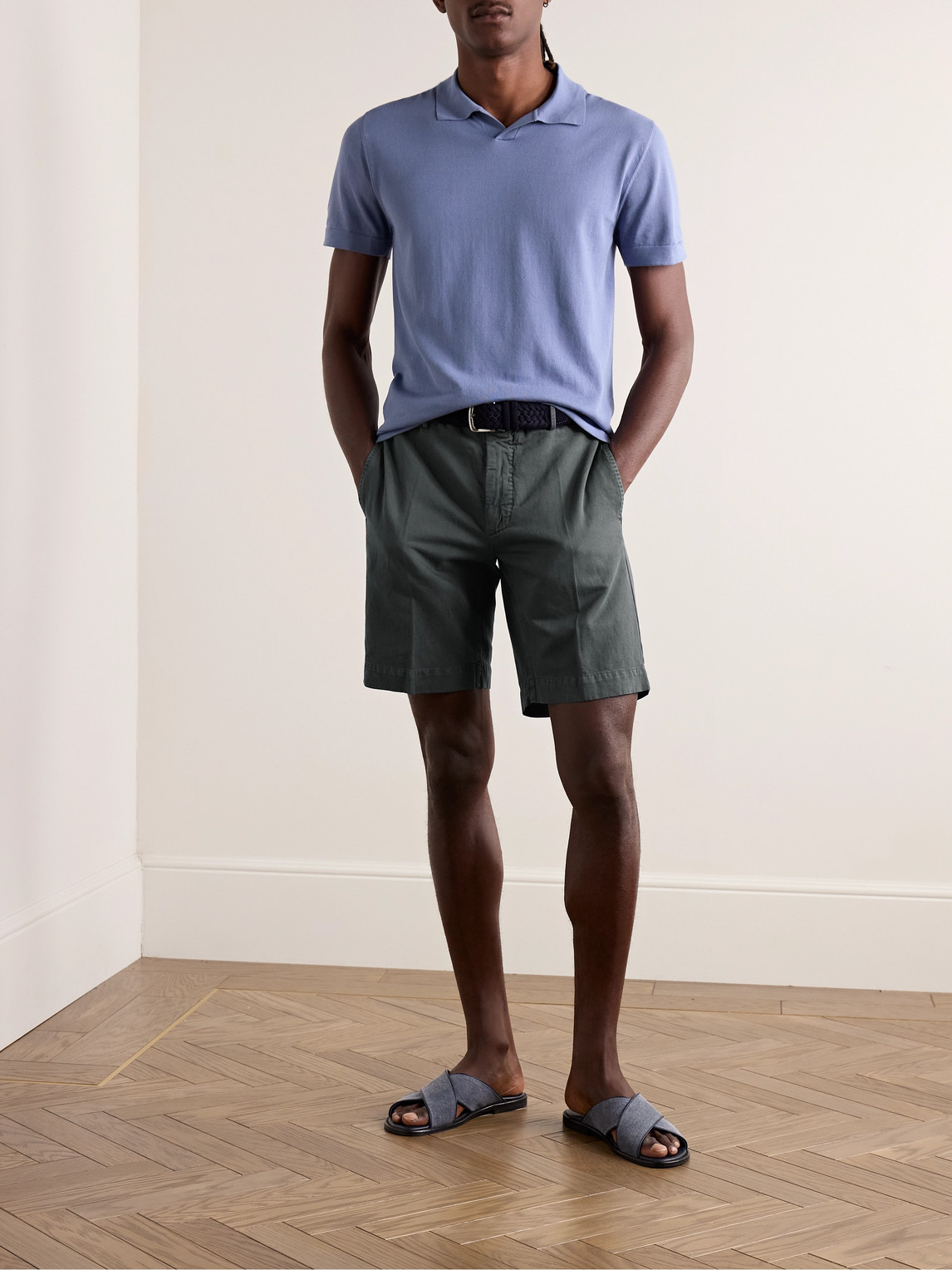 Shop Incotex Venezia 1951 Straight-leg Cotton-blend Twill Bermuda Shorts In Gray