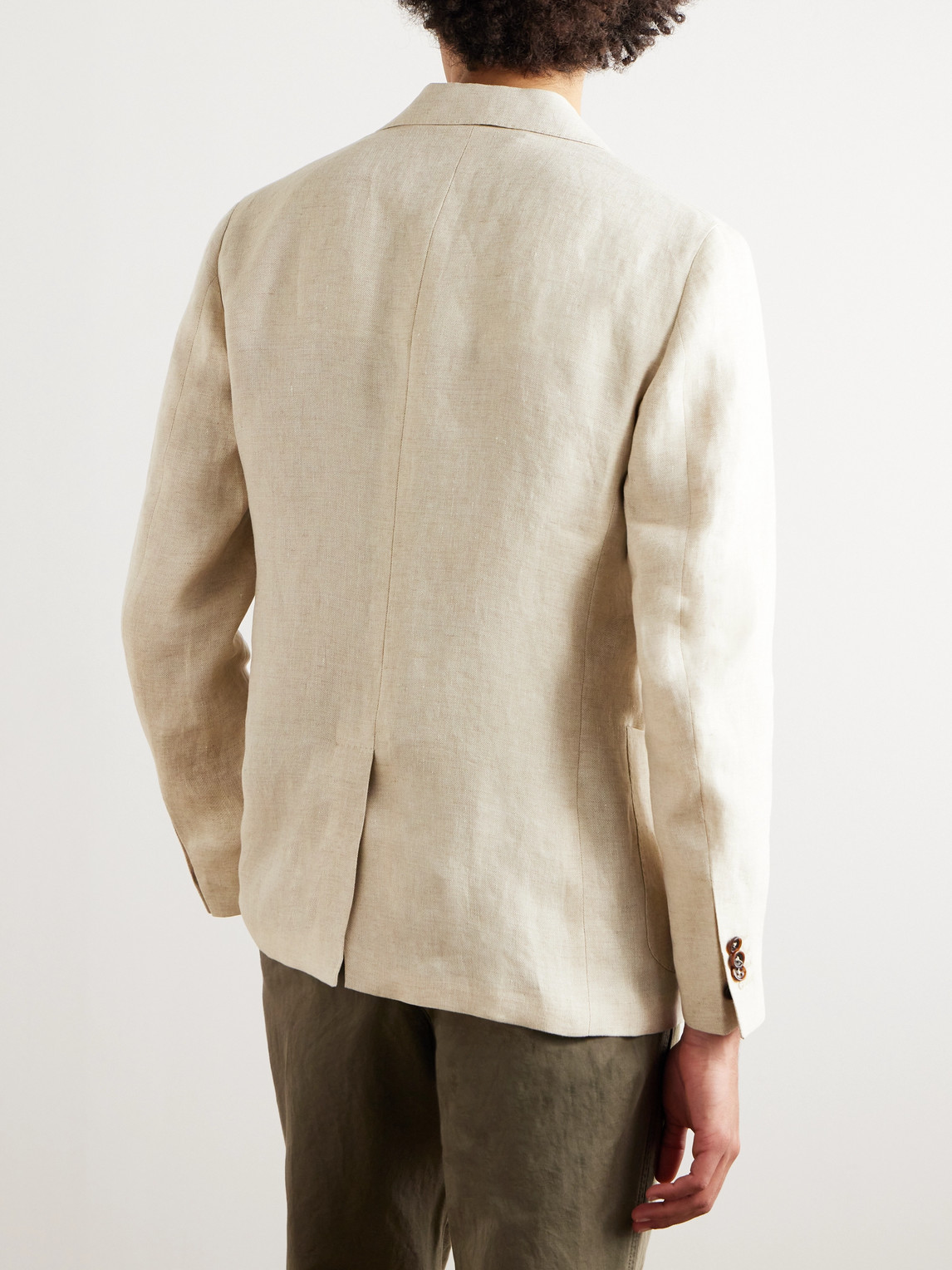 Shop Incotex Montedoro Slim-fit Unstructured Linen Blazer In Neutrals