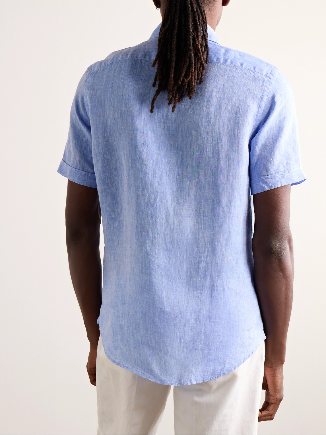 Shop Incotex Glanshirt Slim-fit Linen Shirt In Blue