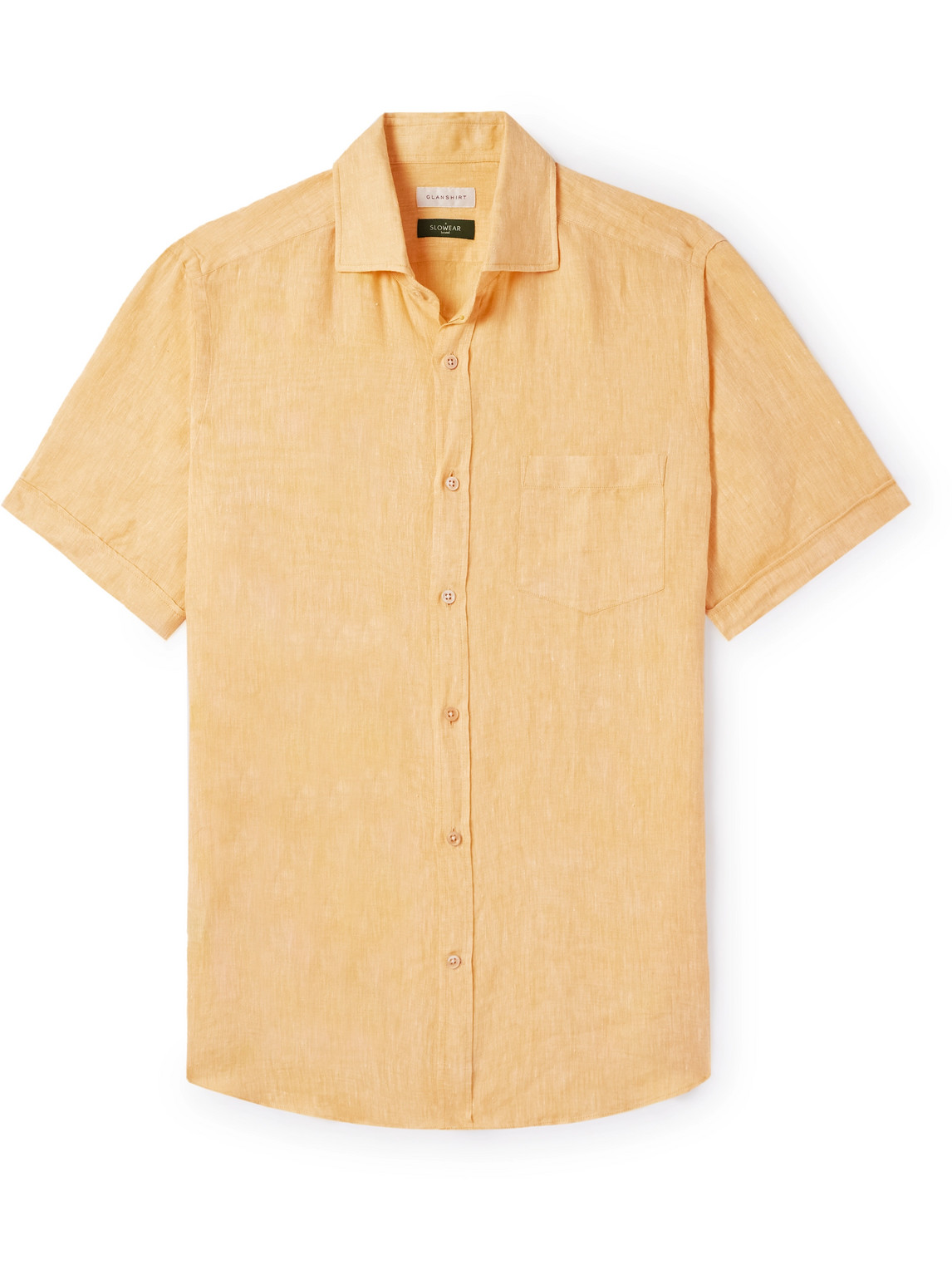Incotex Slim-fit Linen Shirt In Yellow