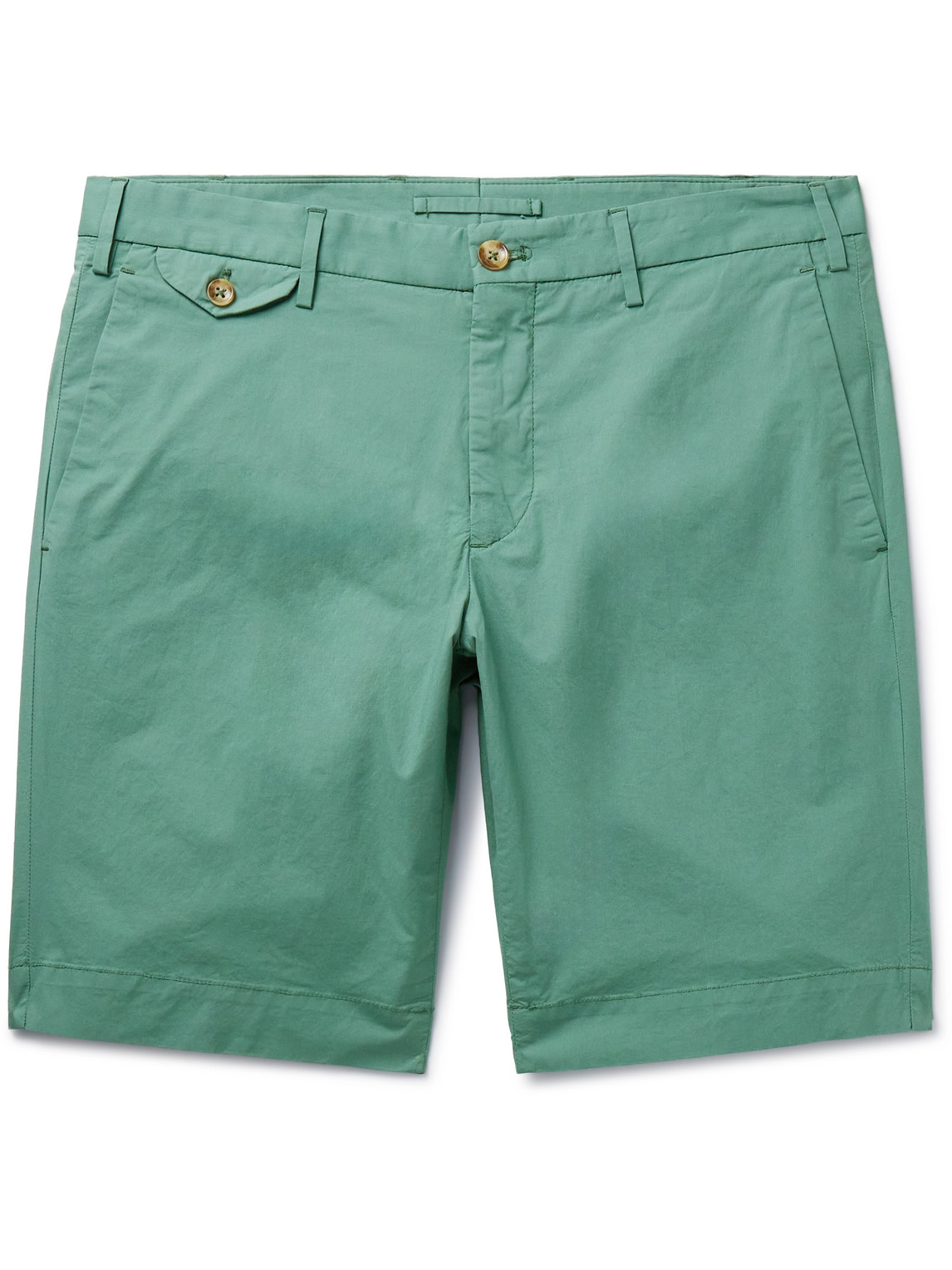 Incotex Venezia 1951 Slim-fit Stretch-cotton Poplin Bermuda Shorts In Green