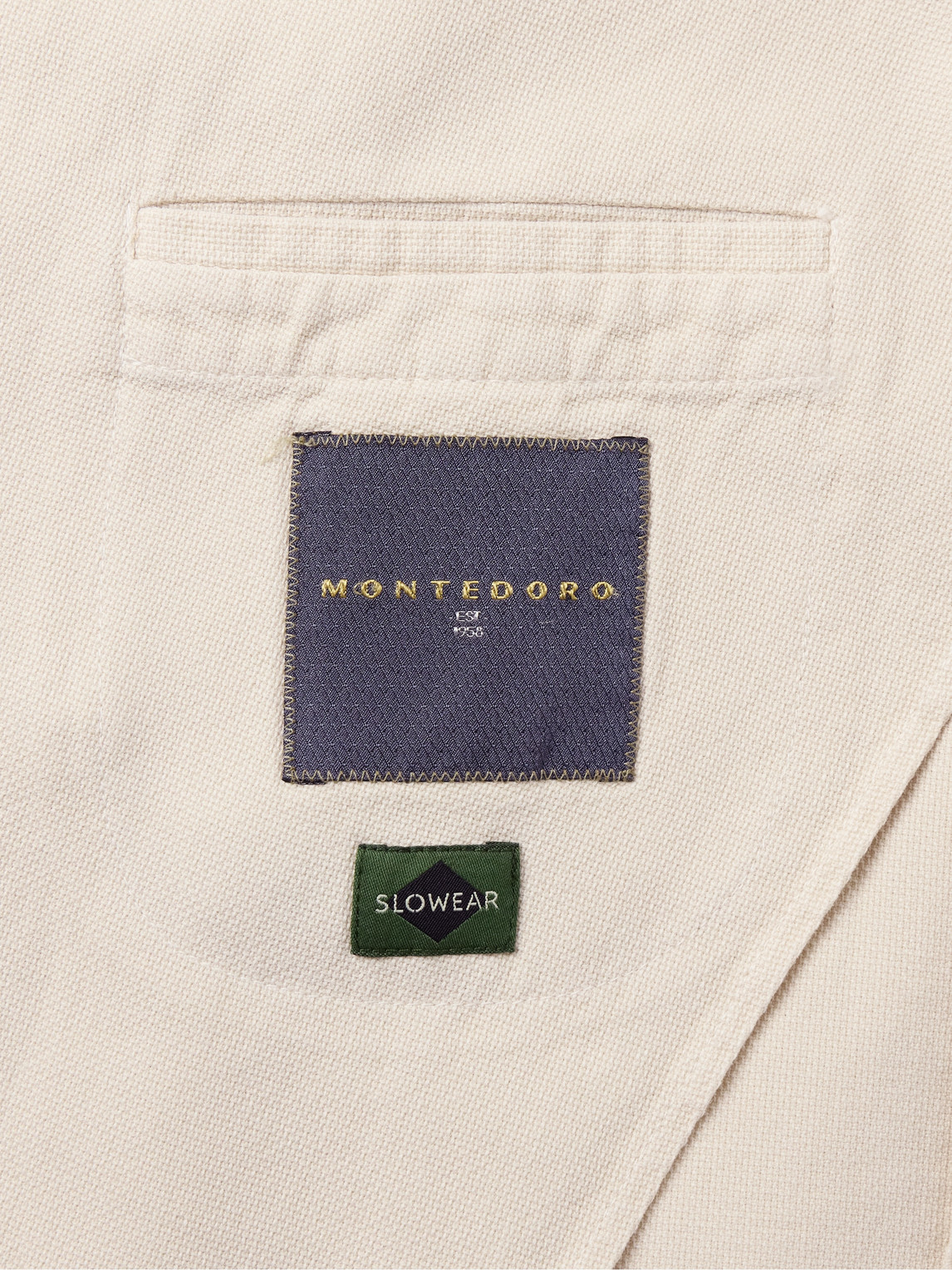 Shop Incotex Montedoro Unstructured Double-breasted Basketweave Cotton And Ramie-blend Blazer In White