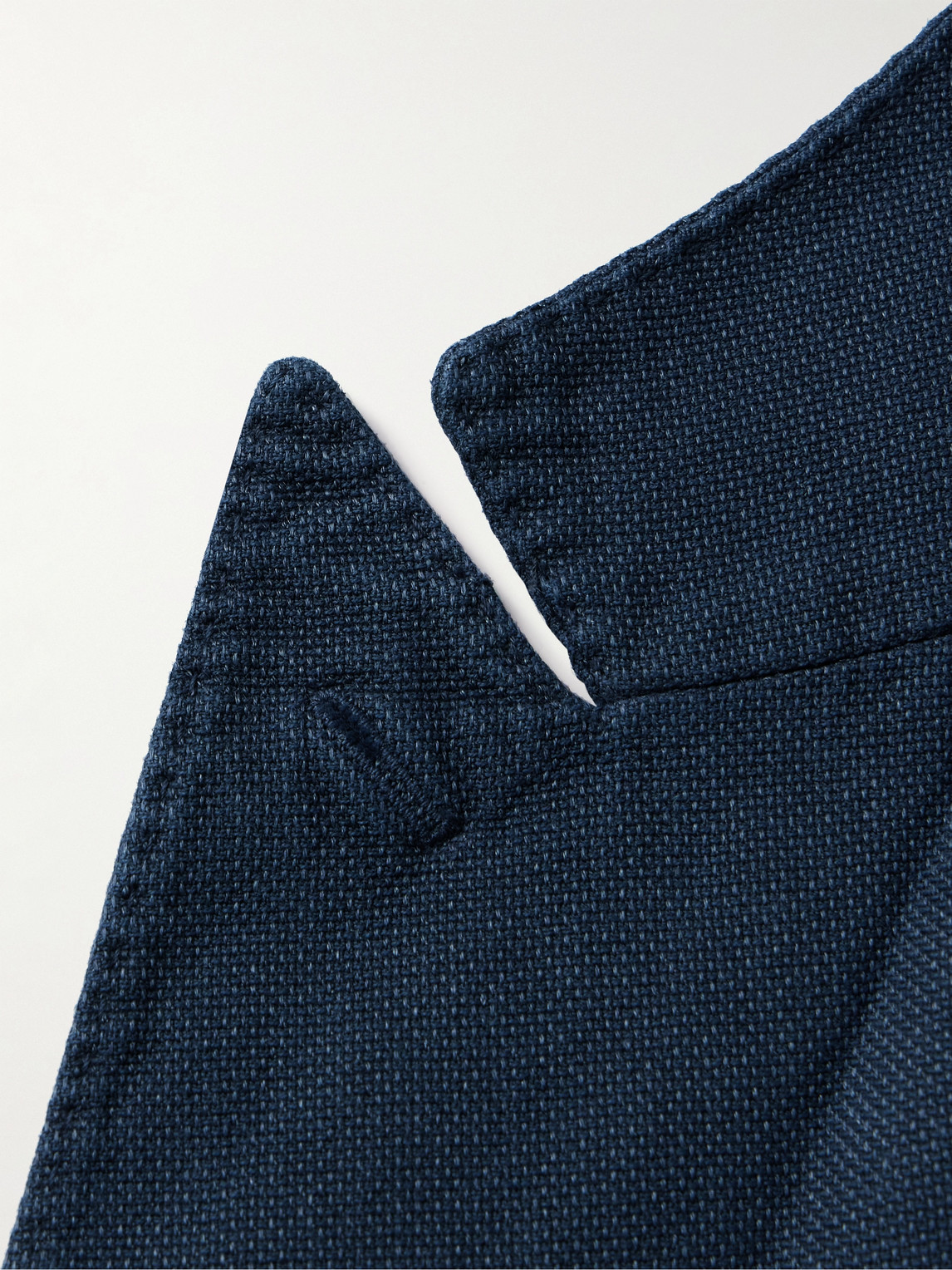 Shop Incotex Montedoro Unstructured Double-breasted Cotton And Ramie-blend Blazer In Blue