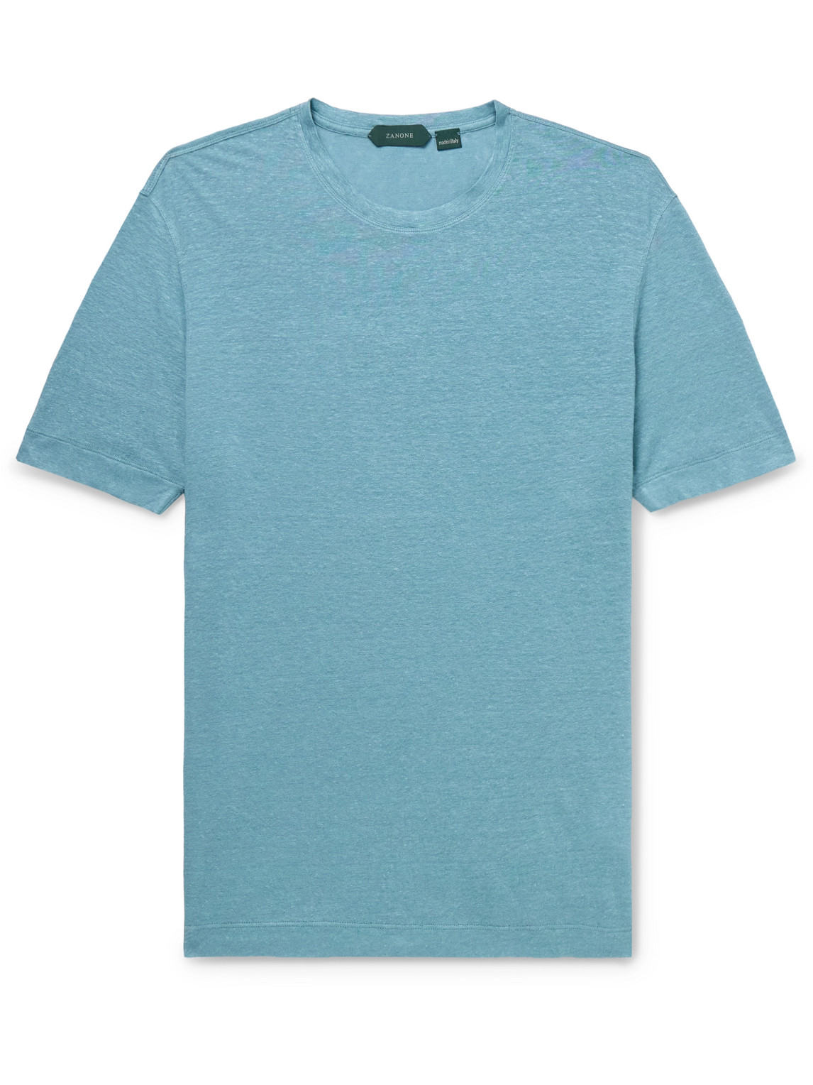 Incotex Stretch-linen T-shirt In Blue