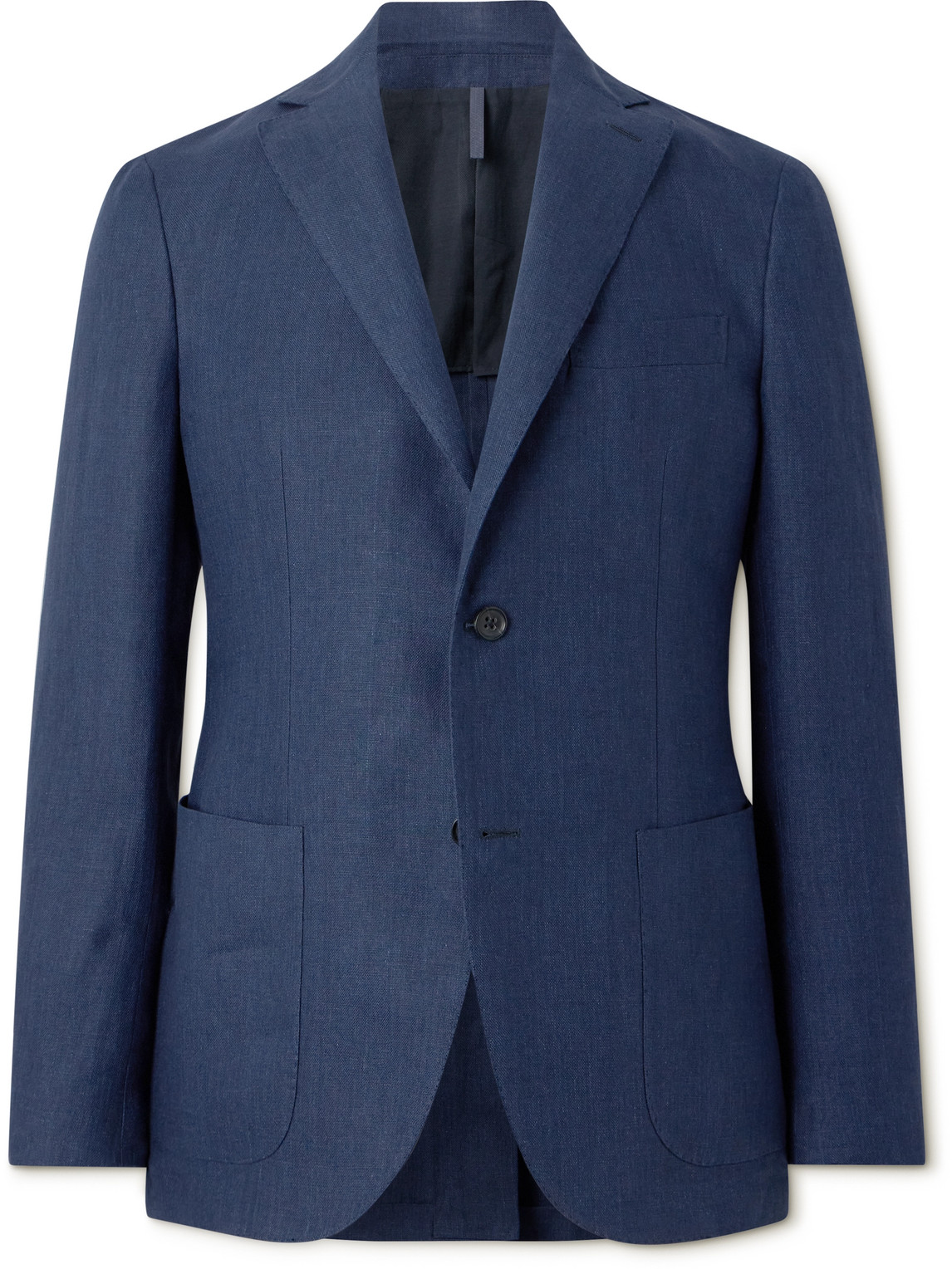 Incotex Slim-fit Unstructured Linen Blazer In Blue