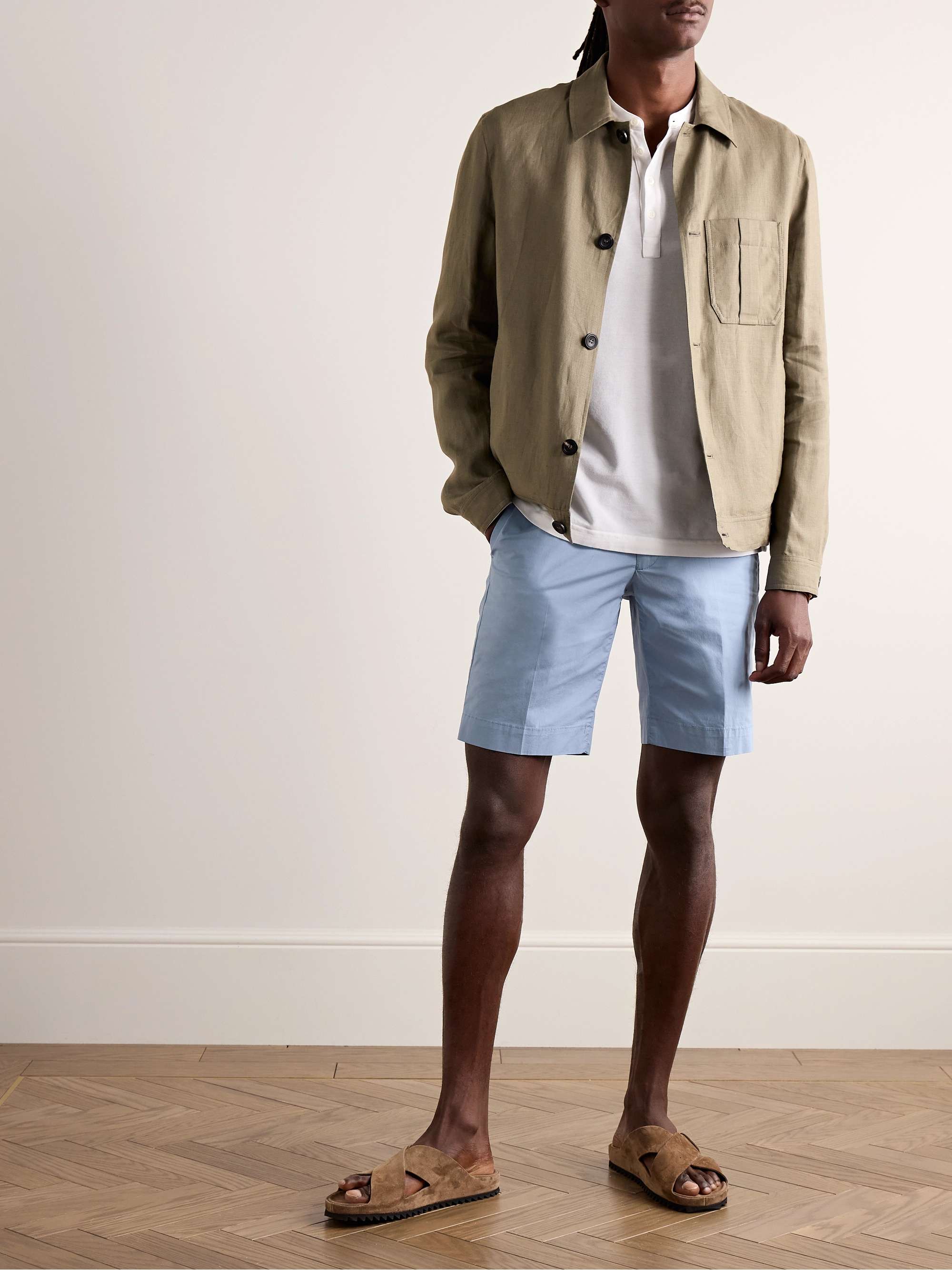 INCOTEX Slim-Fit Stretch-Cotton Poplin Bermuda Shorts