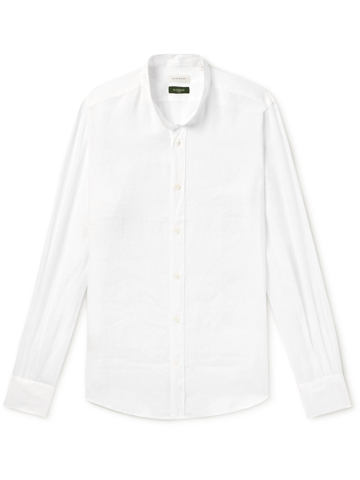 Incotex Grandad-collar Linen Shirt In White