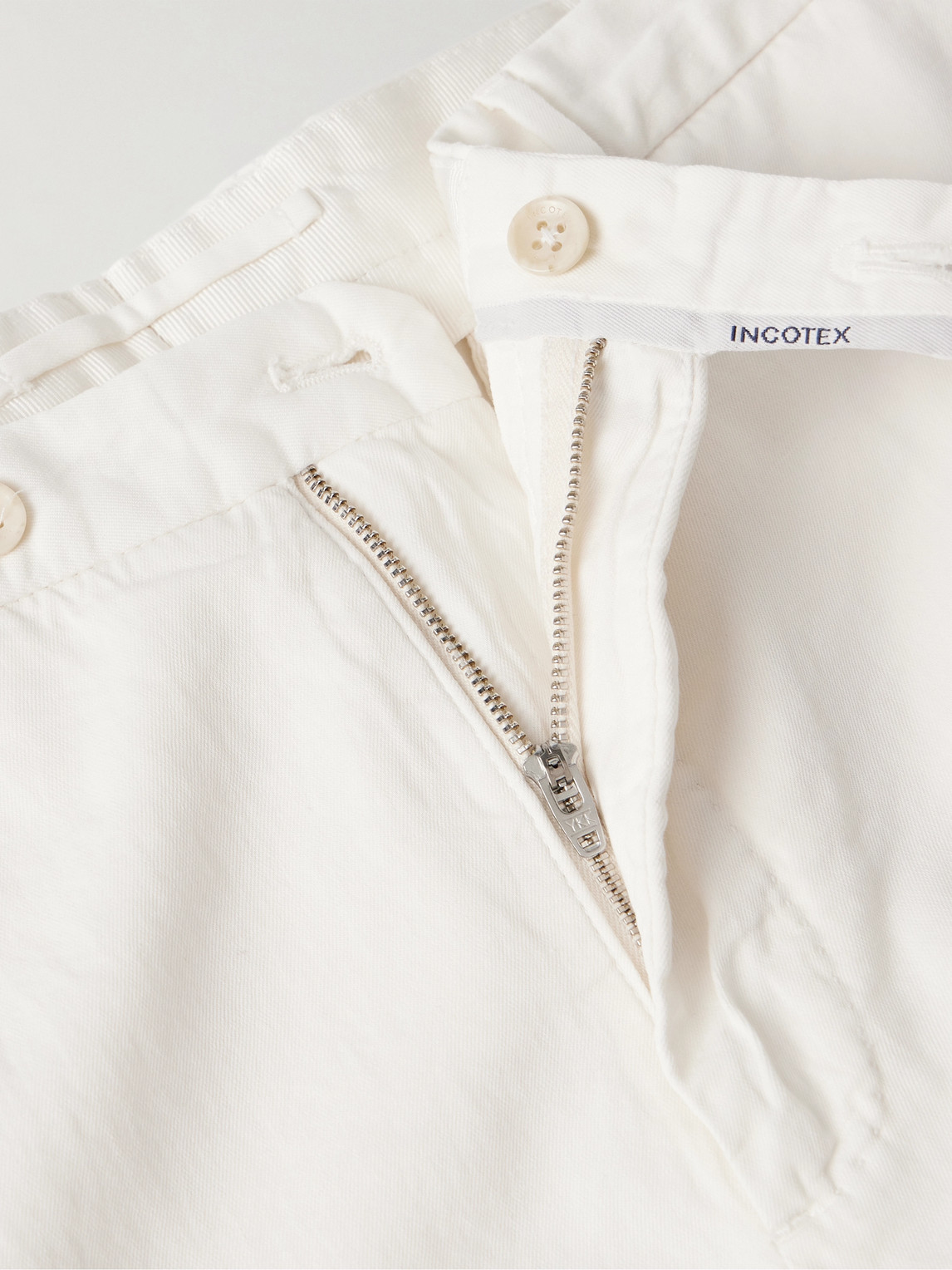 Shop Incotex Venezia 1951 Straight-leg Cotton-blend Bermuda Shorts In White