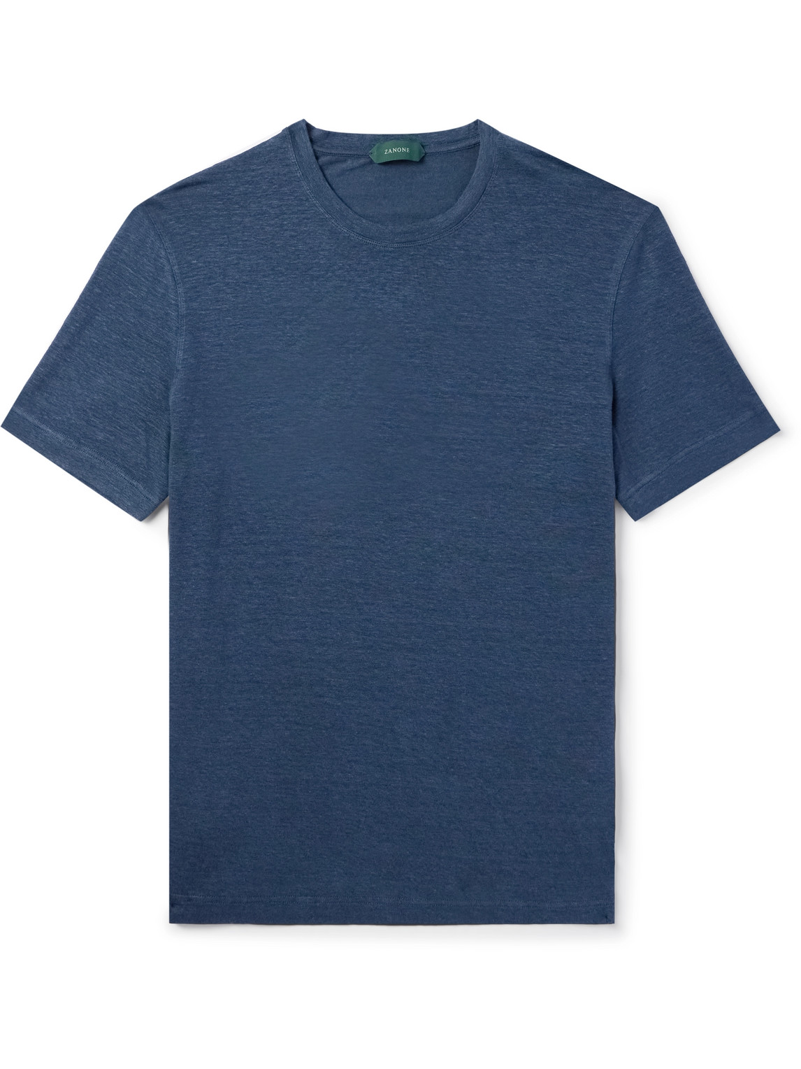 Incotex Stretch-linen T-shirt In Blue