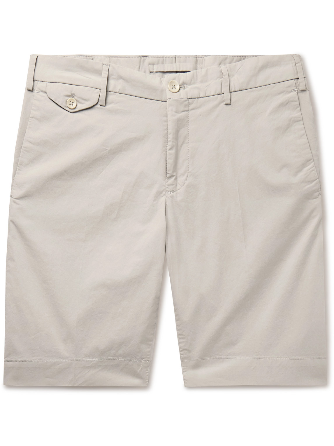 Incotex Slim-fit Stretch-cotton Poplin Bermuda Shorts In Gray