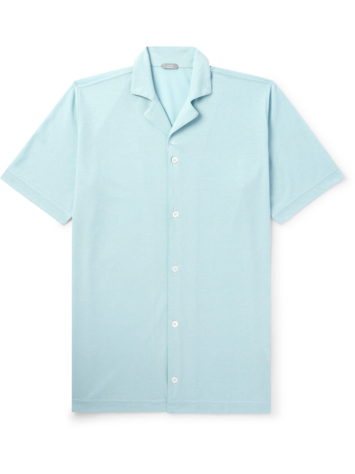 Incotex Camp-collar Cotton-crepe Shirt In Blue