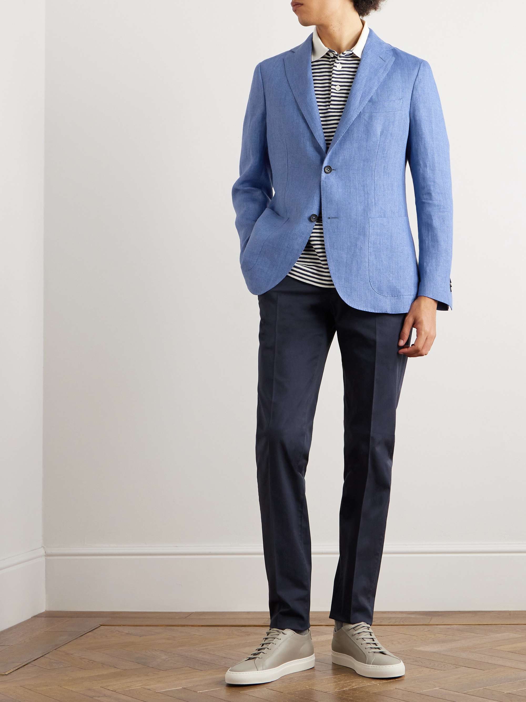 INCOTEX Montedoro Unstructured Linen-Canvas Blazer
