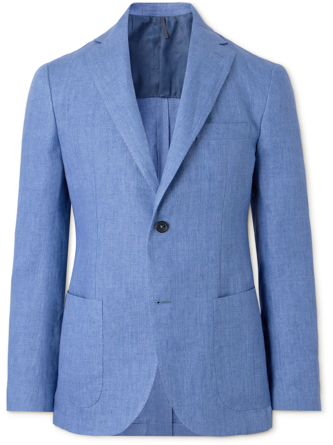 Incotex Slim-fit Unstructured Linen Blazer In Blue