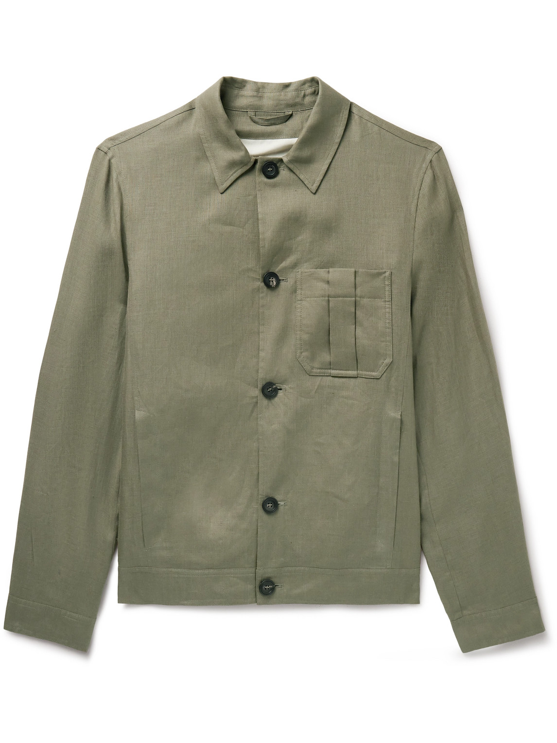Incotex Linen-blend Jacket In Green