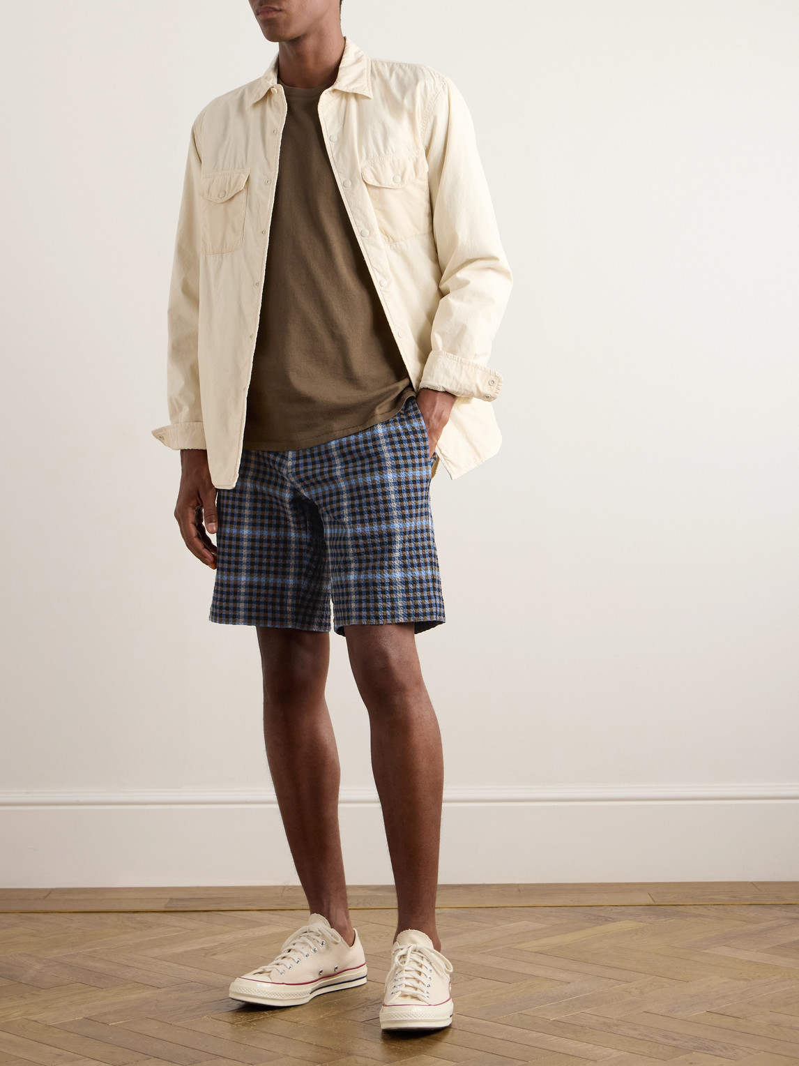 Venezia 1951 Straight-Leg Checked Cotton-Blend Seersucker Shorts — 2